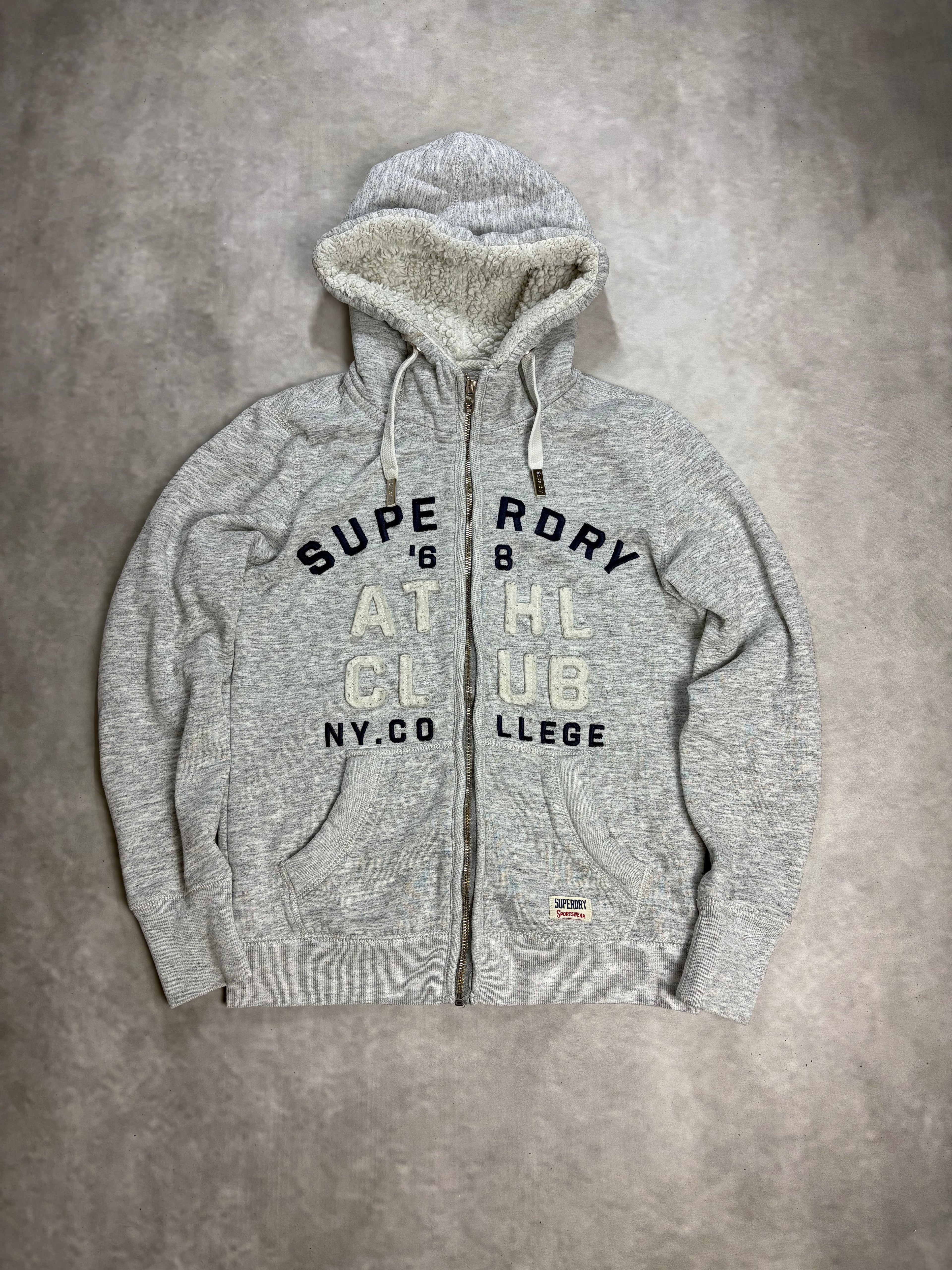 Superdry Sherpa Zip Hoodie Grey – Vintage Fleece Lined Hoodie