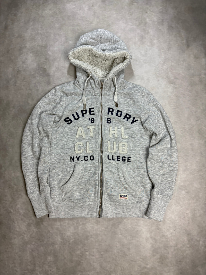 Superdry Sherpa Zip Hoodie Grey – Vintage Fleece Lined Hoodie
