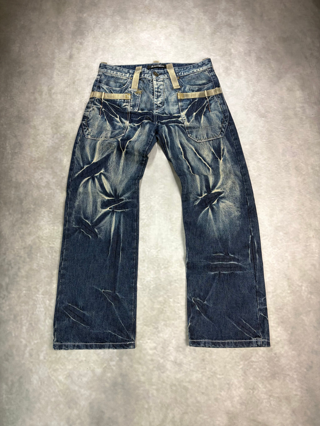 Vintage Natblue Distressed Baggy Jeans – Y2K Wash Denim (W36)