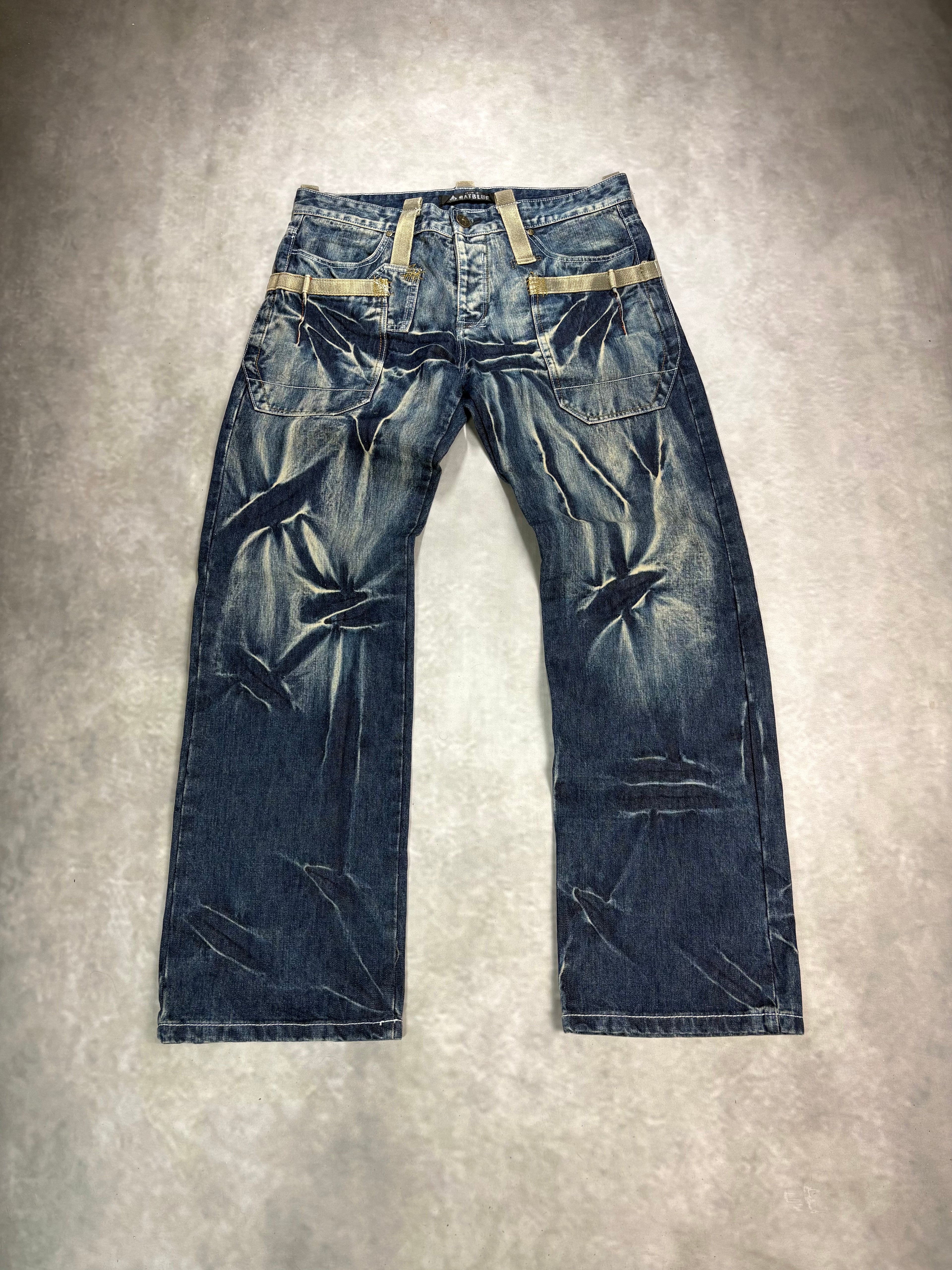 Vintage Natblue Distressed Baggy Jeans – Y2K Wash Denim (W36)
