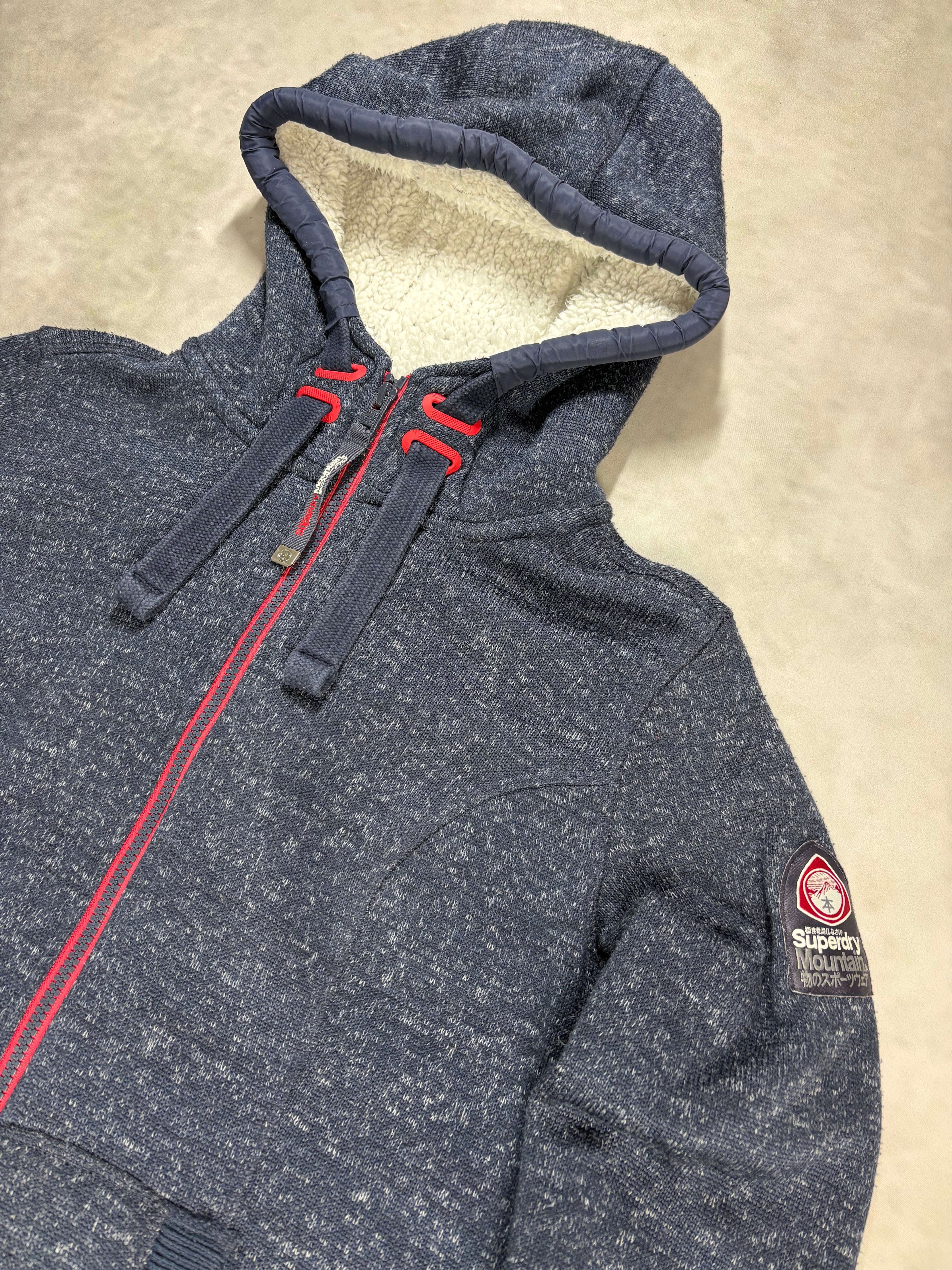 Superdry Mountain Fleece Zip Hoodie Navy Red (M)