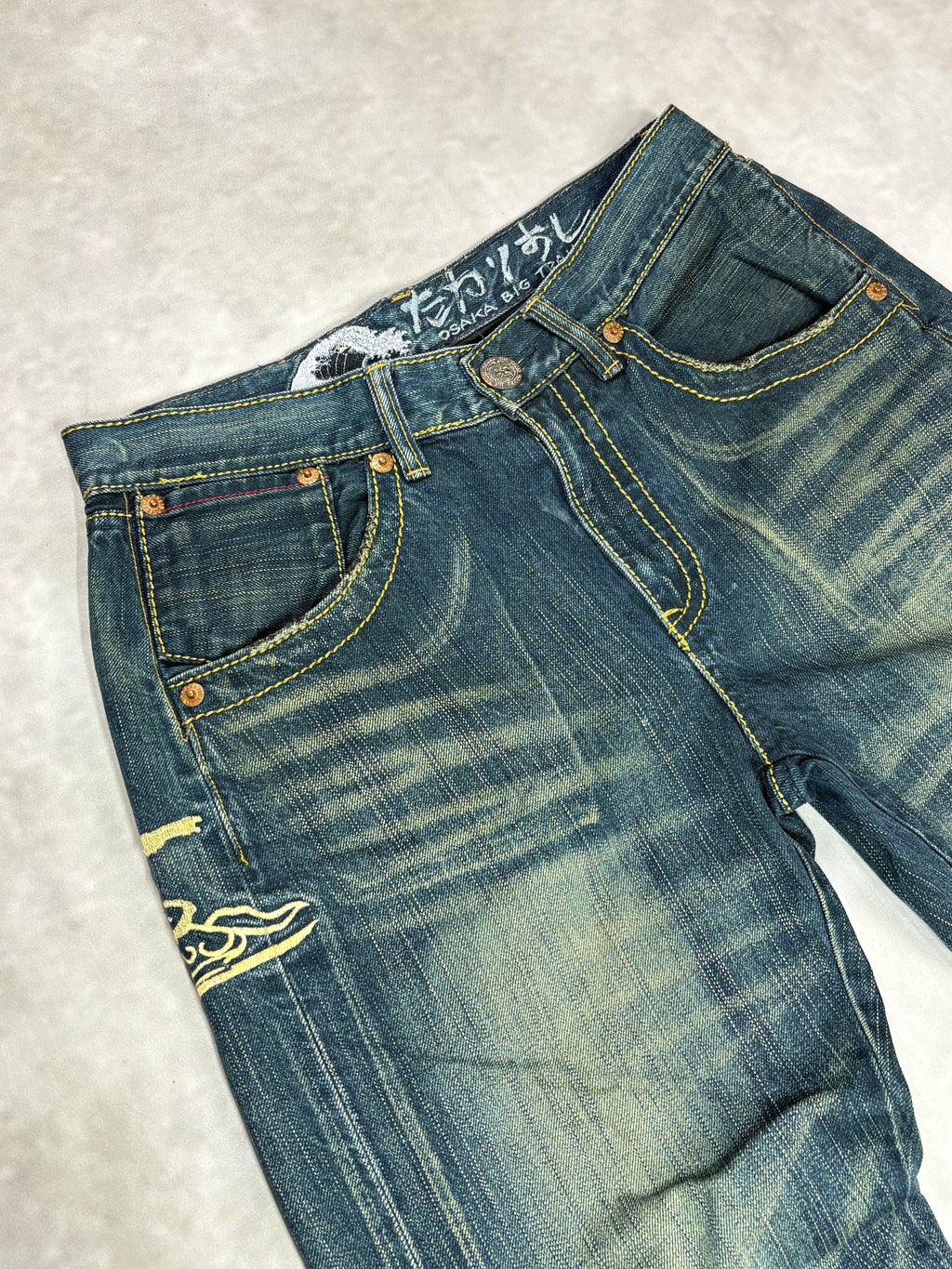Vintage Big Train Osaka Baggy Jeans – Japanese Embroidered Denim (M)