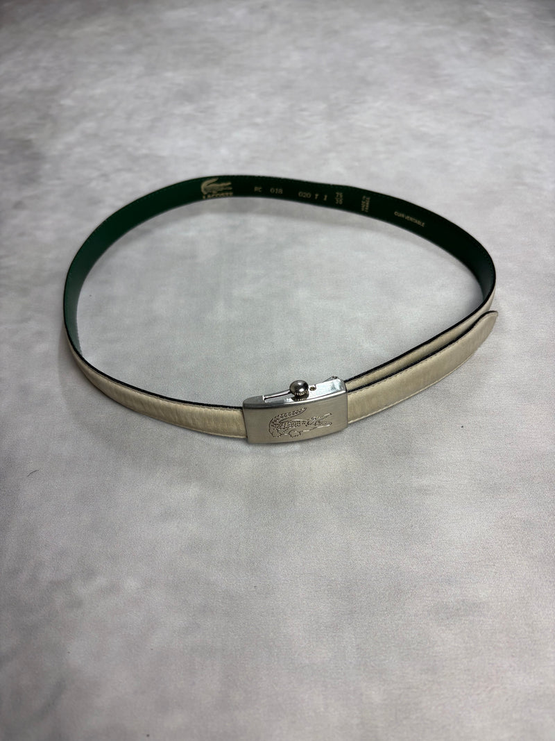 Lacoste Leather Belt Cream Green – Vintage Minimal Belt