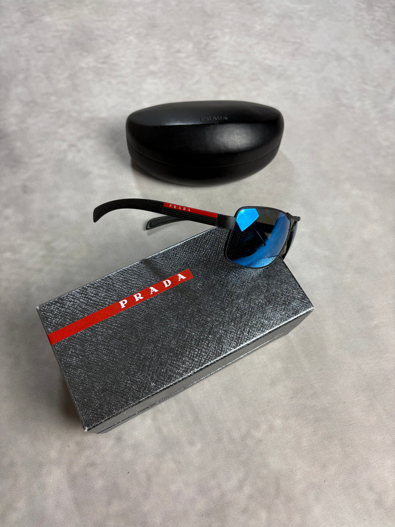 Prada Sport Sunglasses Black Red – Vintage Y2K Shield Shades