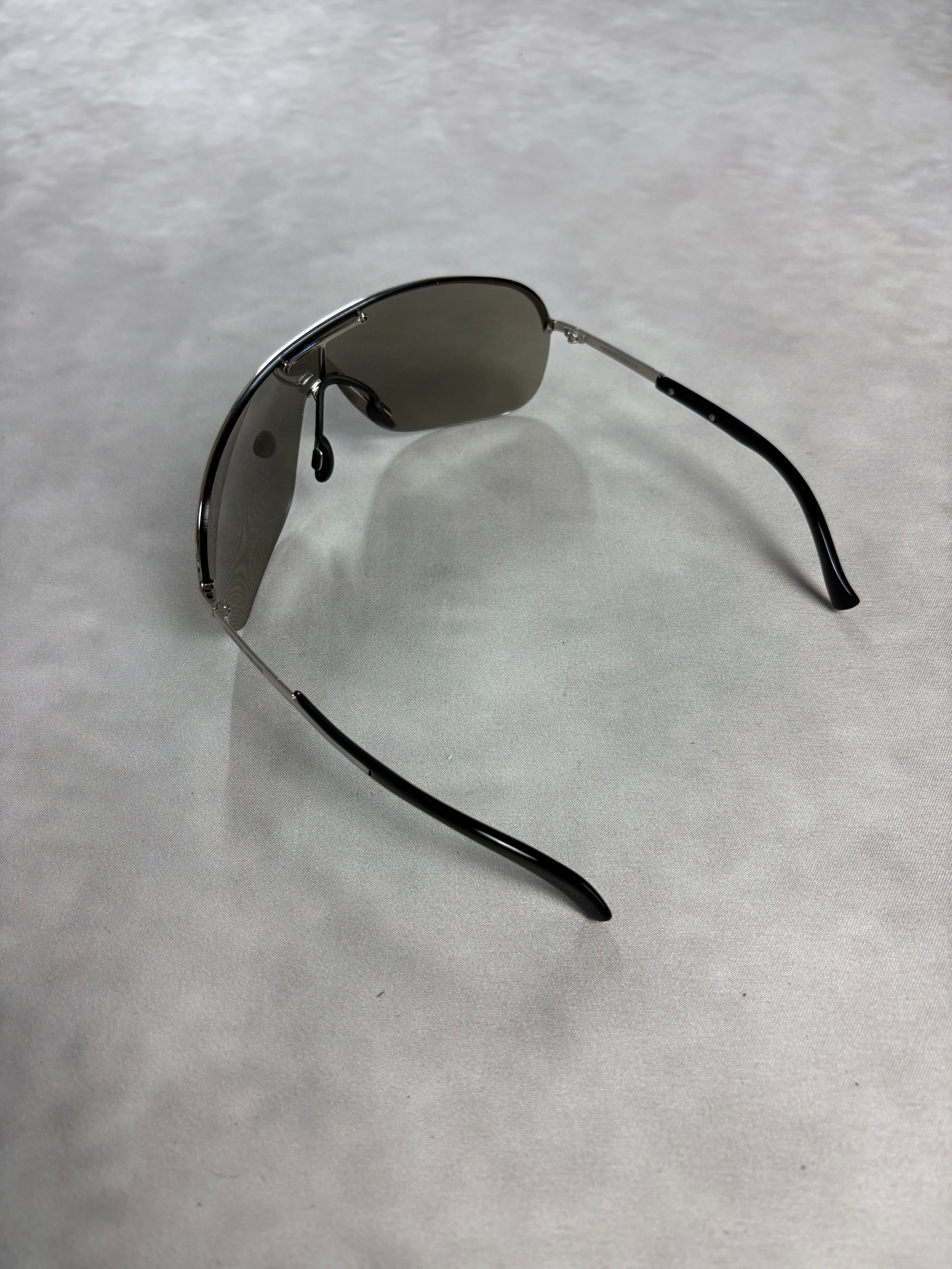Vintage Giorgio Armani Shield Sunglasses – Y2K Silver Visor Shades