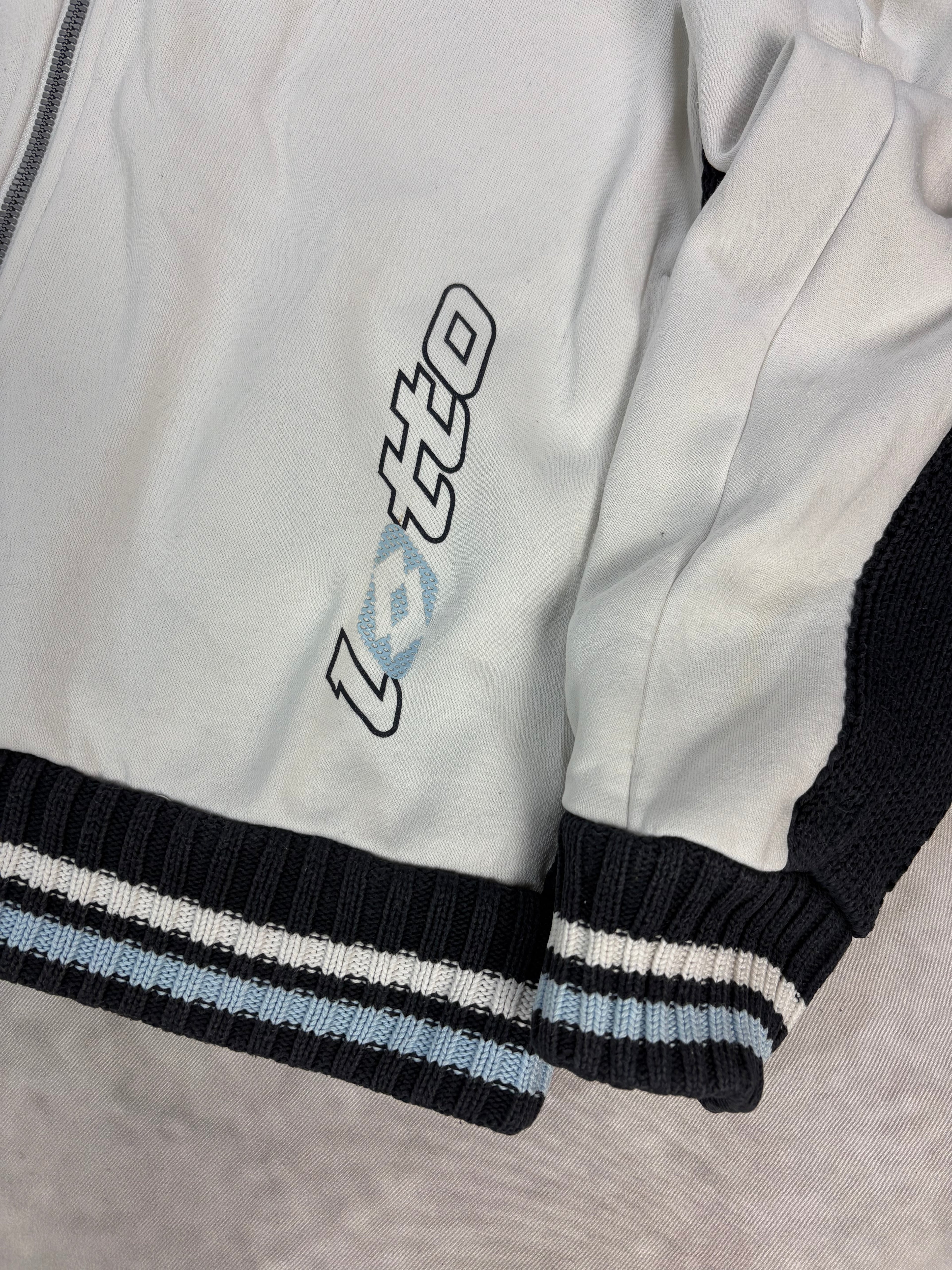 Lotto Track Zip Jacket White Navy – Vintage Y2K Sportswear (M)
