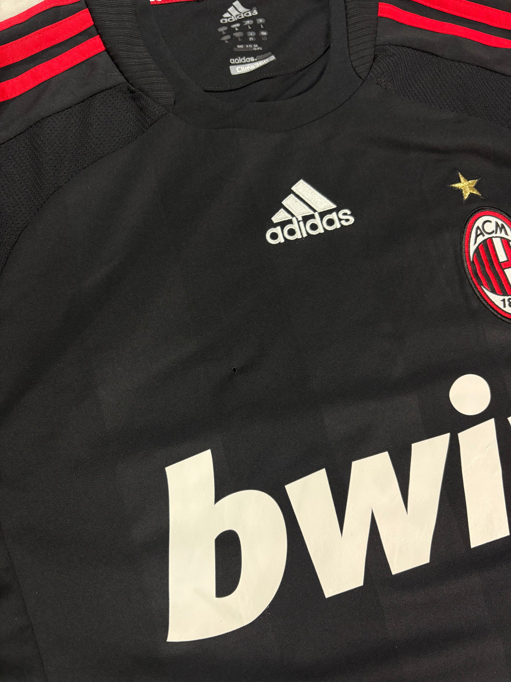 AC Milan Away Football Shirt 2008/09 Black Red – Vintage Adidas Bwin Jersey