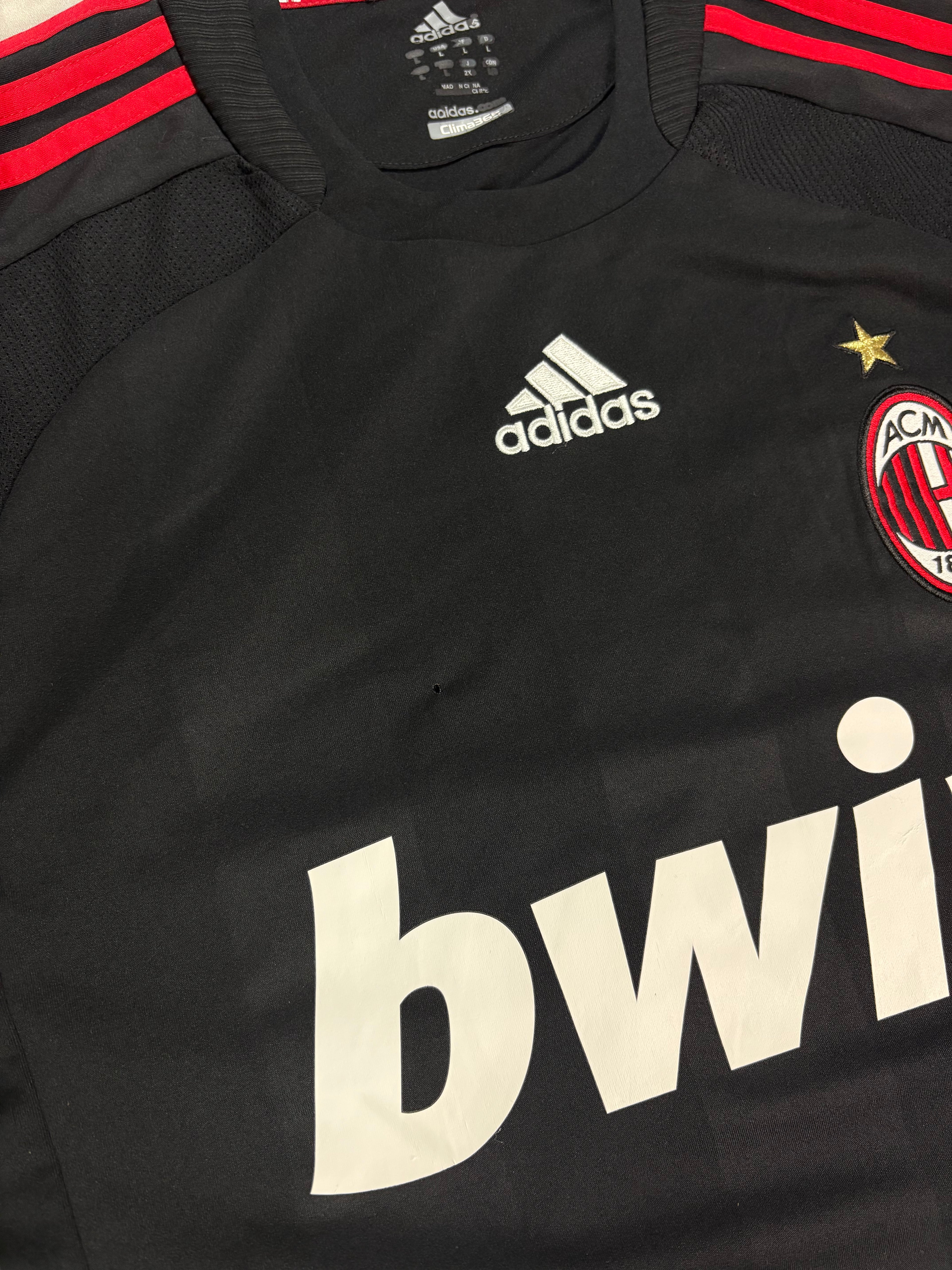 AC Milan Away Football Shirt 2008/09 Black Red – Vintage Adidas Bwin Jersey