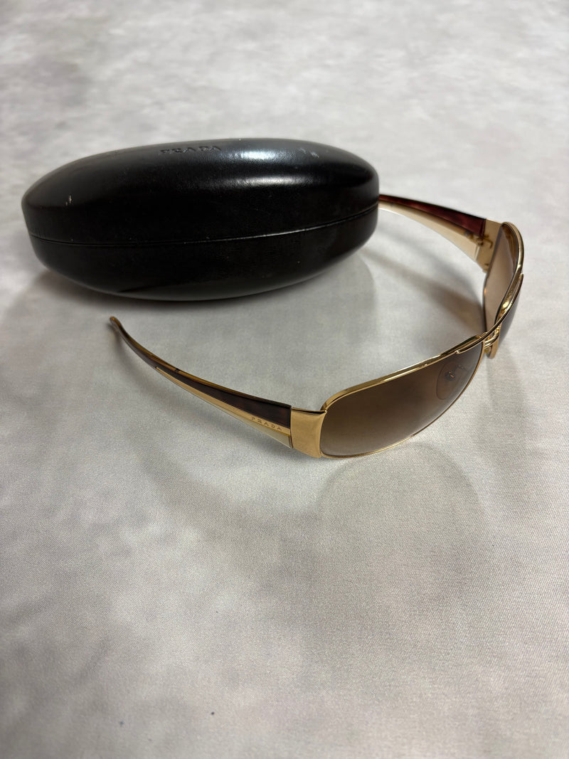 Vintage Prada Gold Shield Sunglasses – Y2K Designer Eyewear