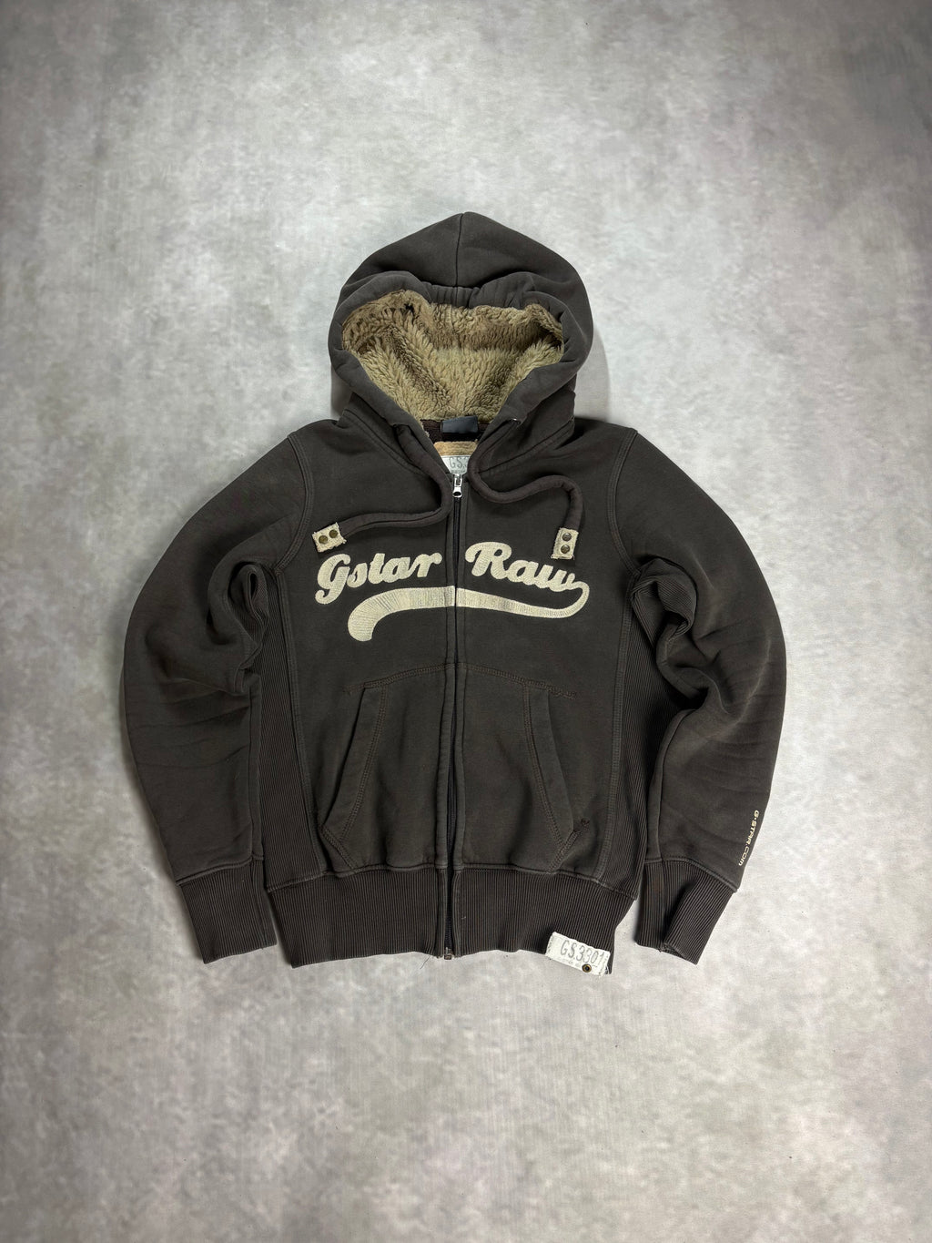 G-Star Raw Sherpa Zip Hoodie Brown – Vintage Y2K Fleece Jacket (M)