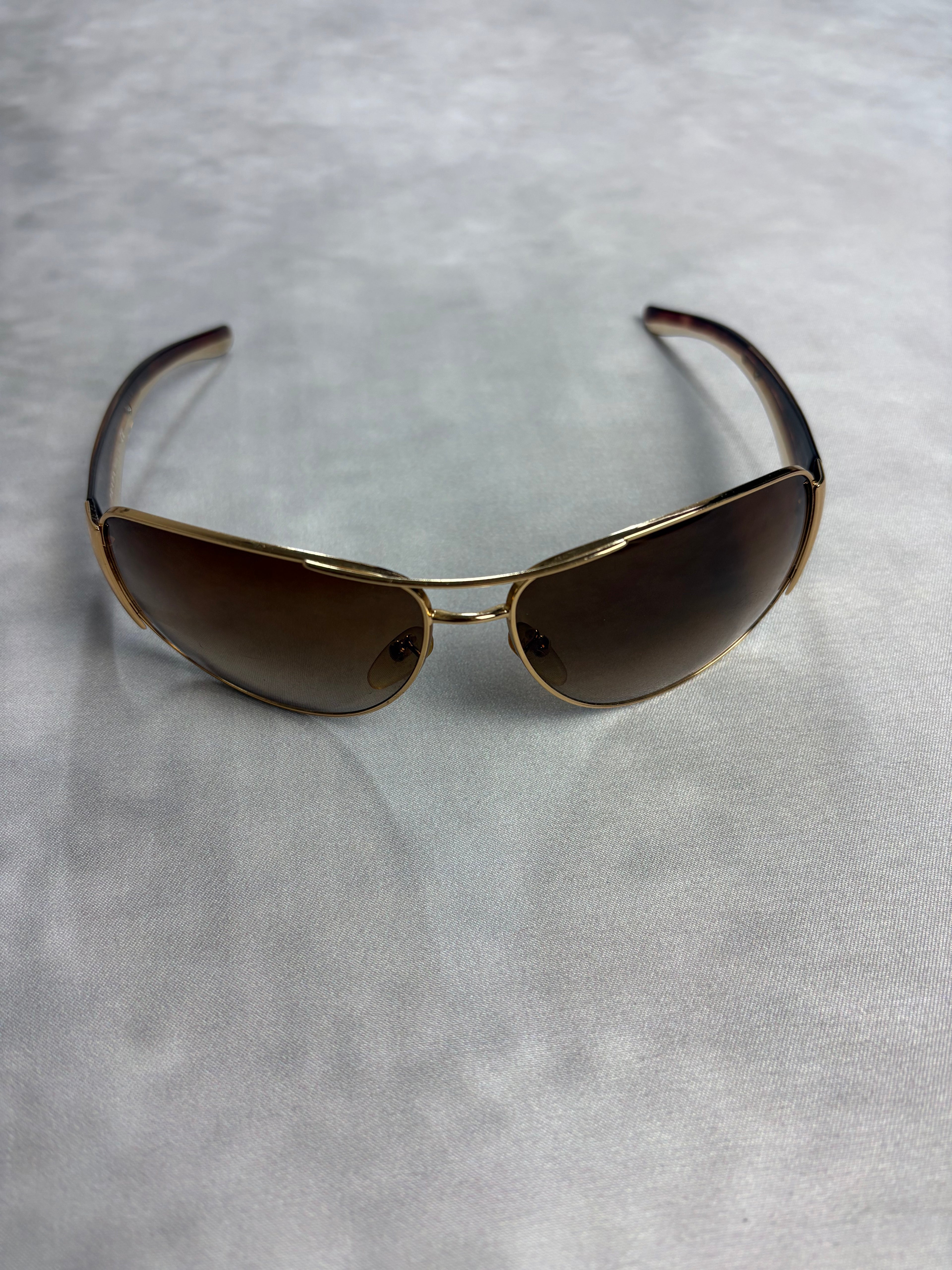 Vintage Prada Gold Shield Sunglasses – Y2K Designer Eyewear
