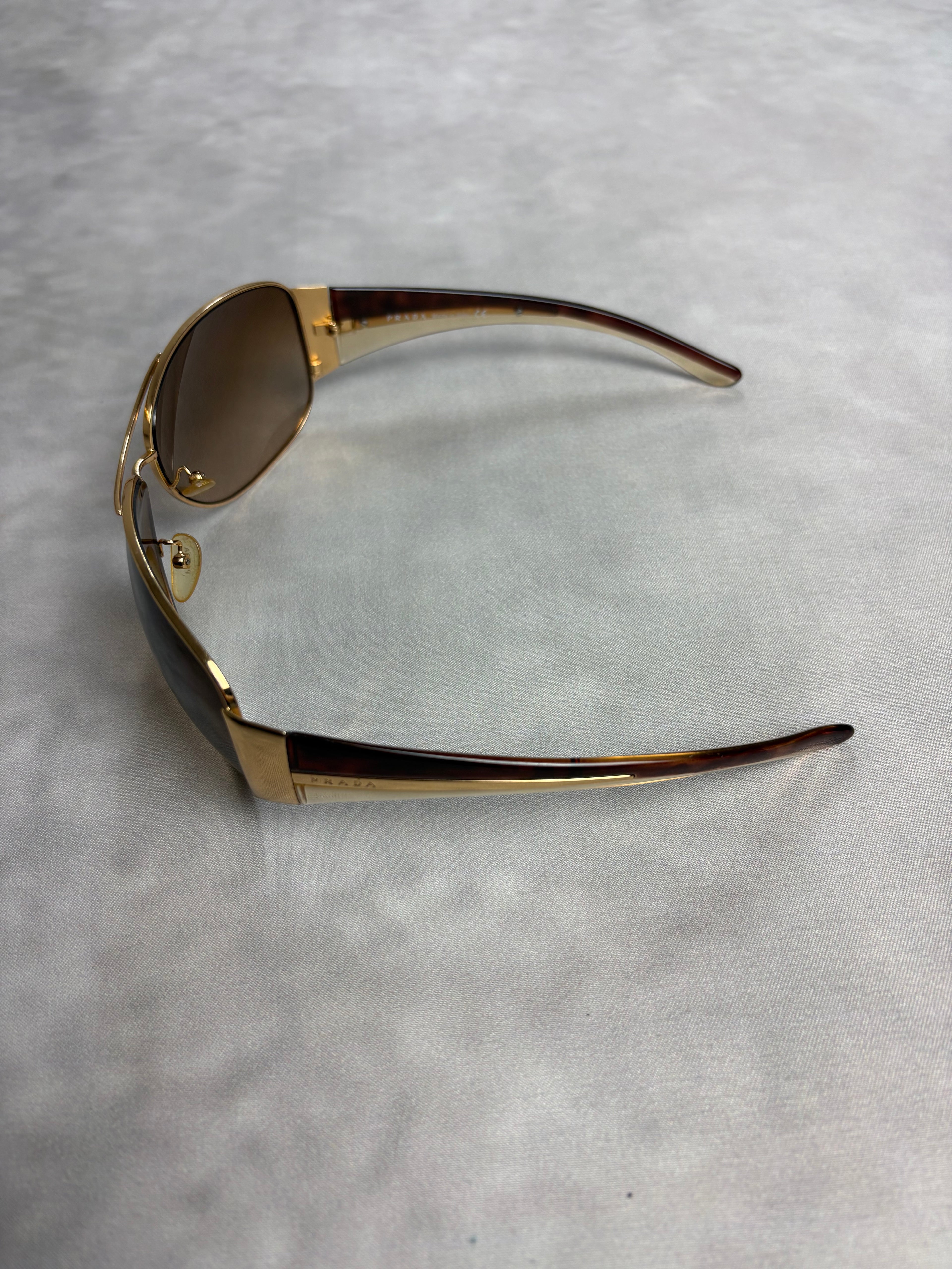 Vintage Prada Gold Shield Sunglasses – Y2K Designer Eyewear