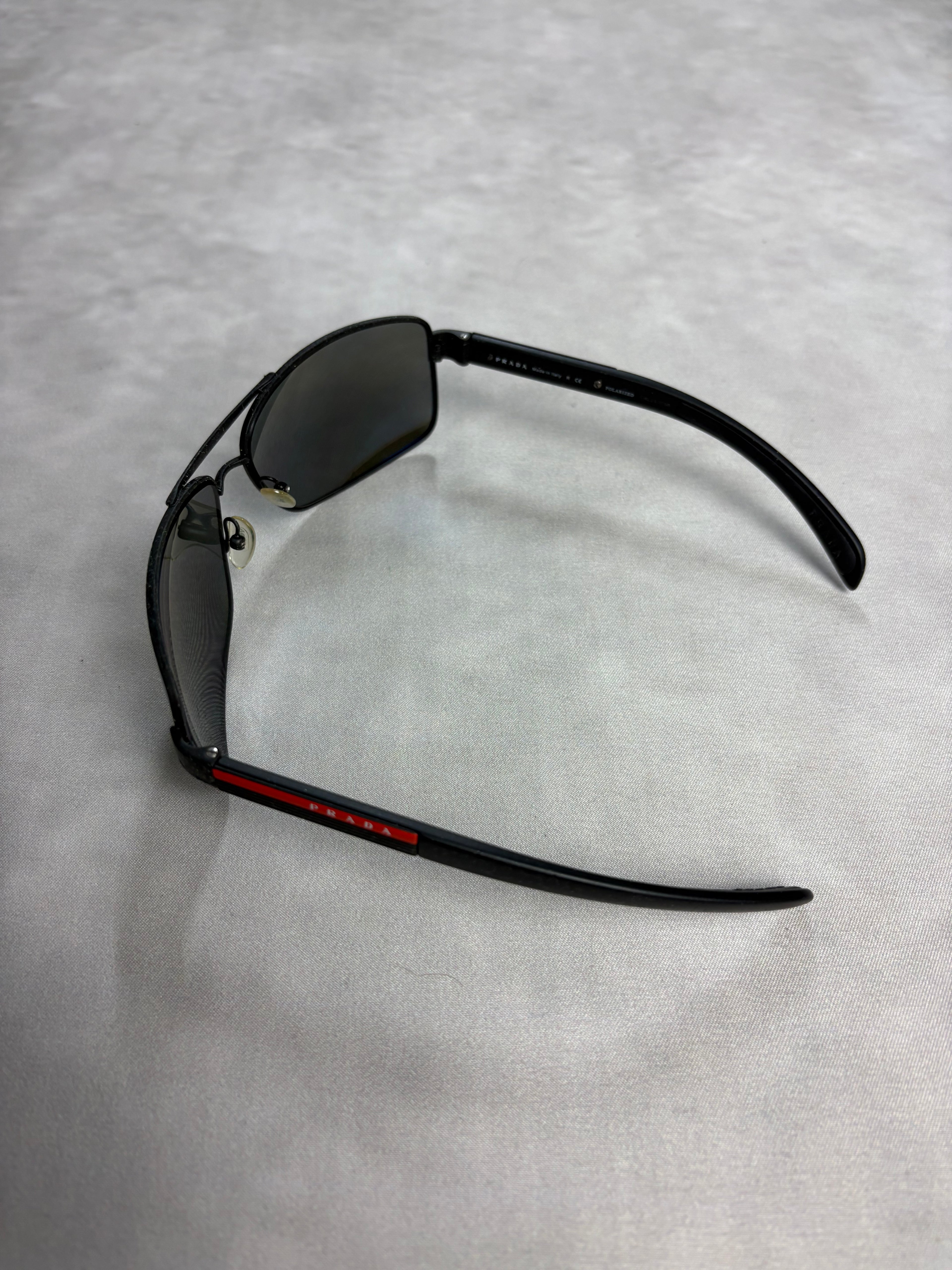 Prada Sport Sunglasses Black Red – Vintage Y2K Shield Shades