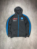 EA7 Napoli Zip Hoodie Grey Blue – Vintage Football Streetwear Jacket (M)