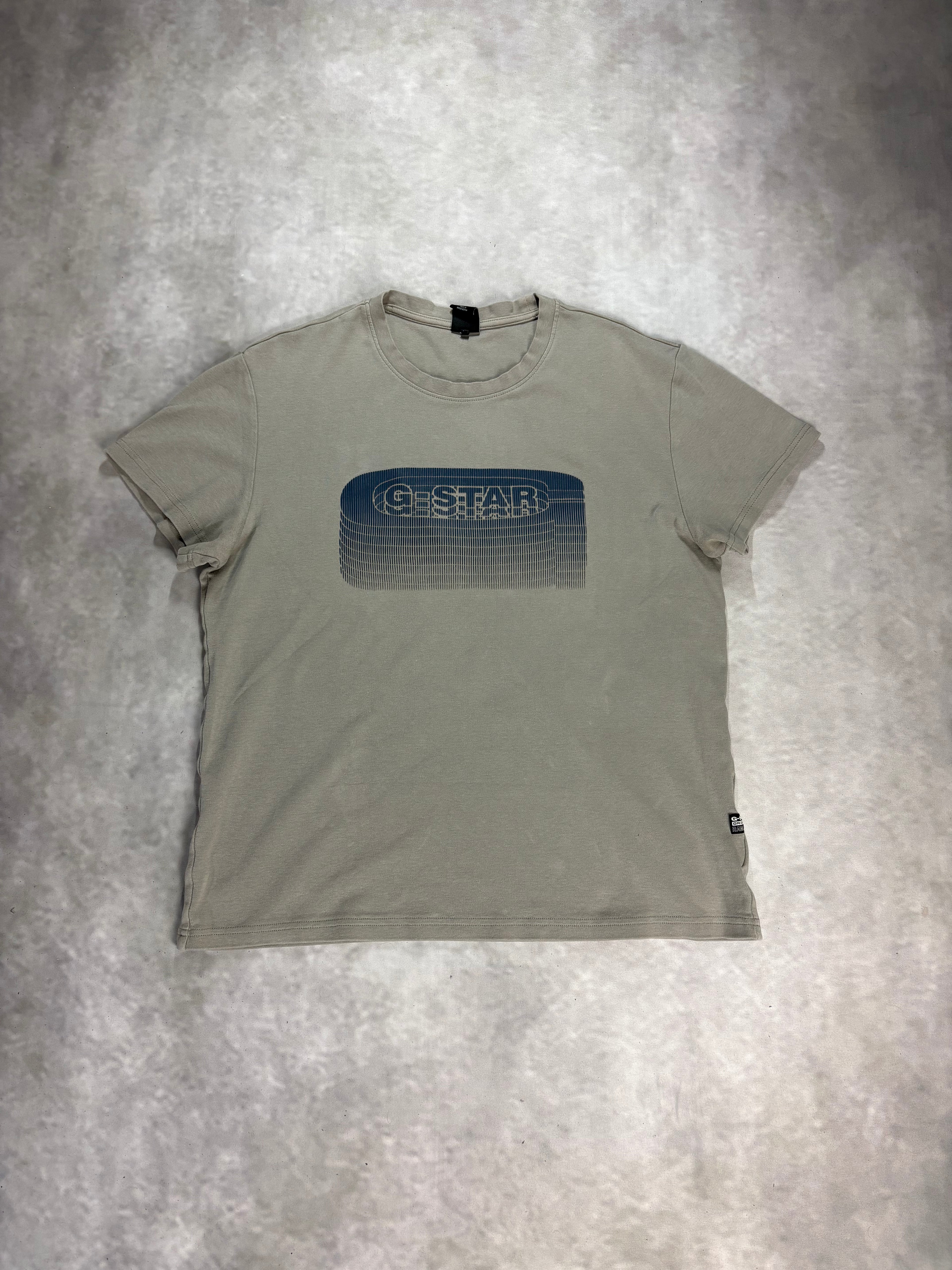 G-Star RAW Graphic Logo T-Shirt Beige – Vintage Streetwear Tee (L)