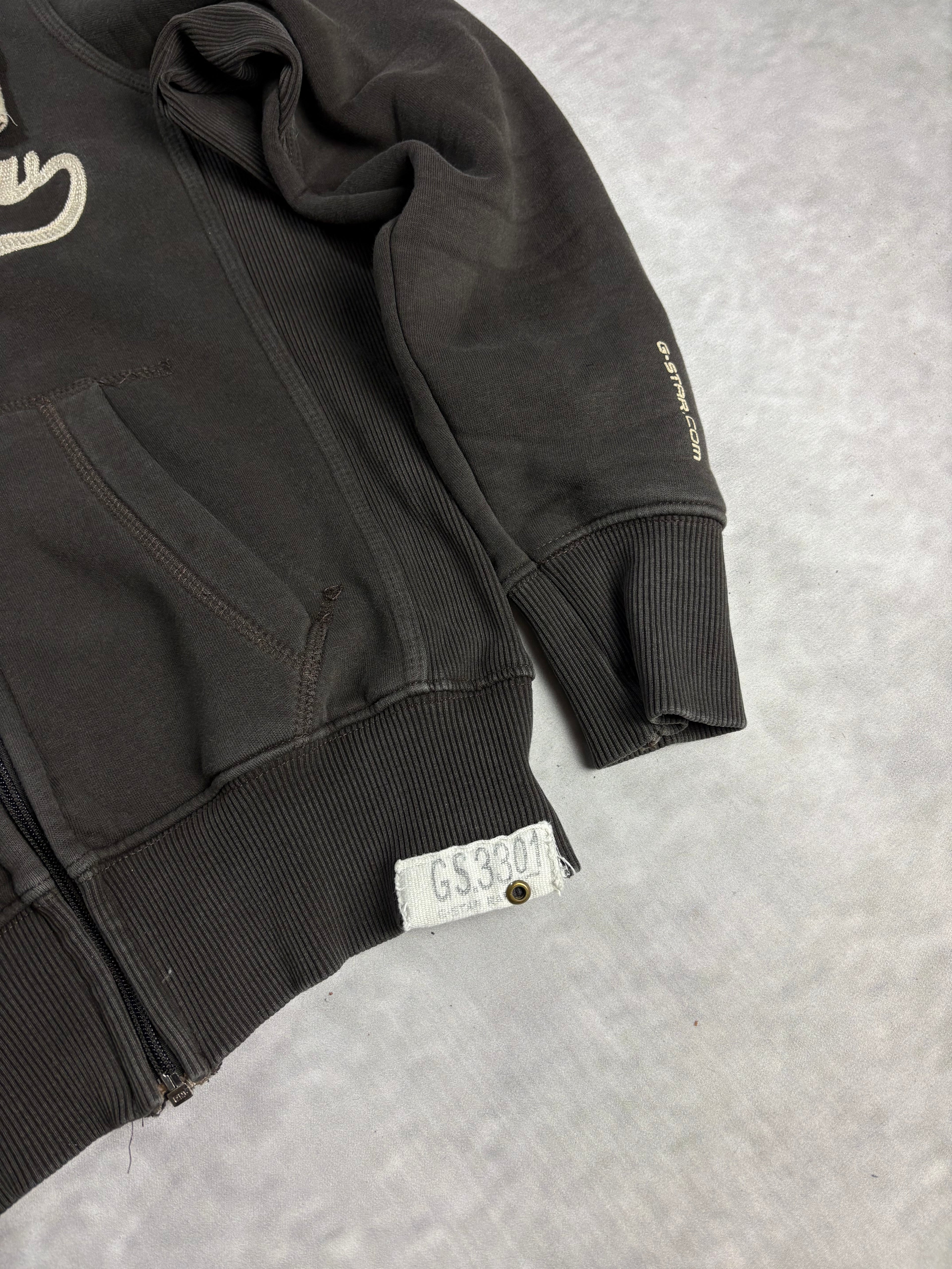 G-Star Raw Sherpa Zip Hoodie Brown – Vintage Y2K Fleece Jacket (M)