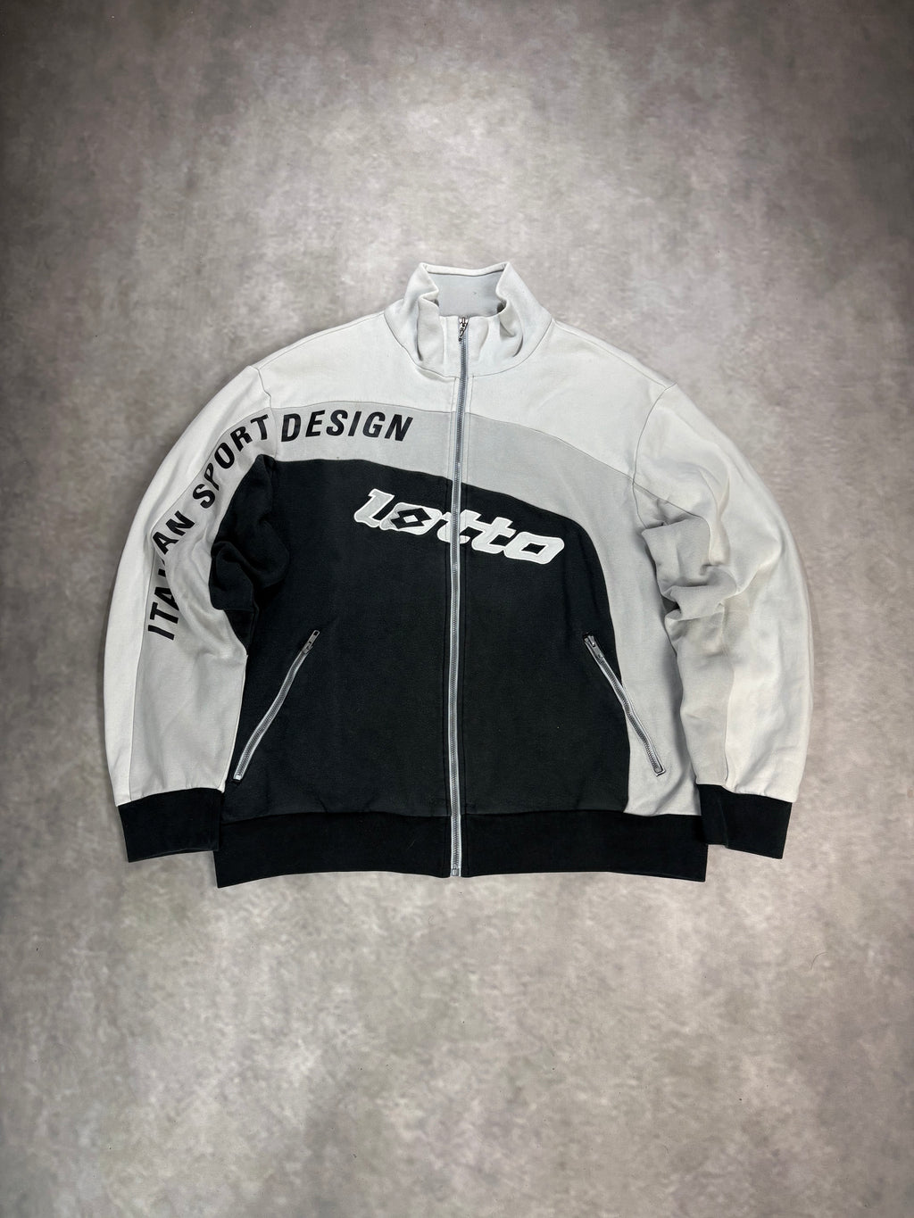 Lotto Track Zip Jacket Black White – Vintage Y2K Sportswear (XL)