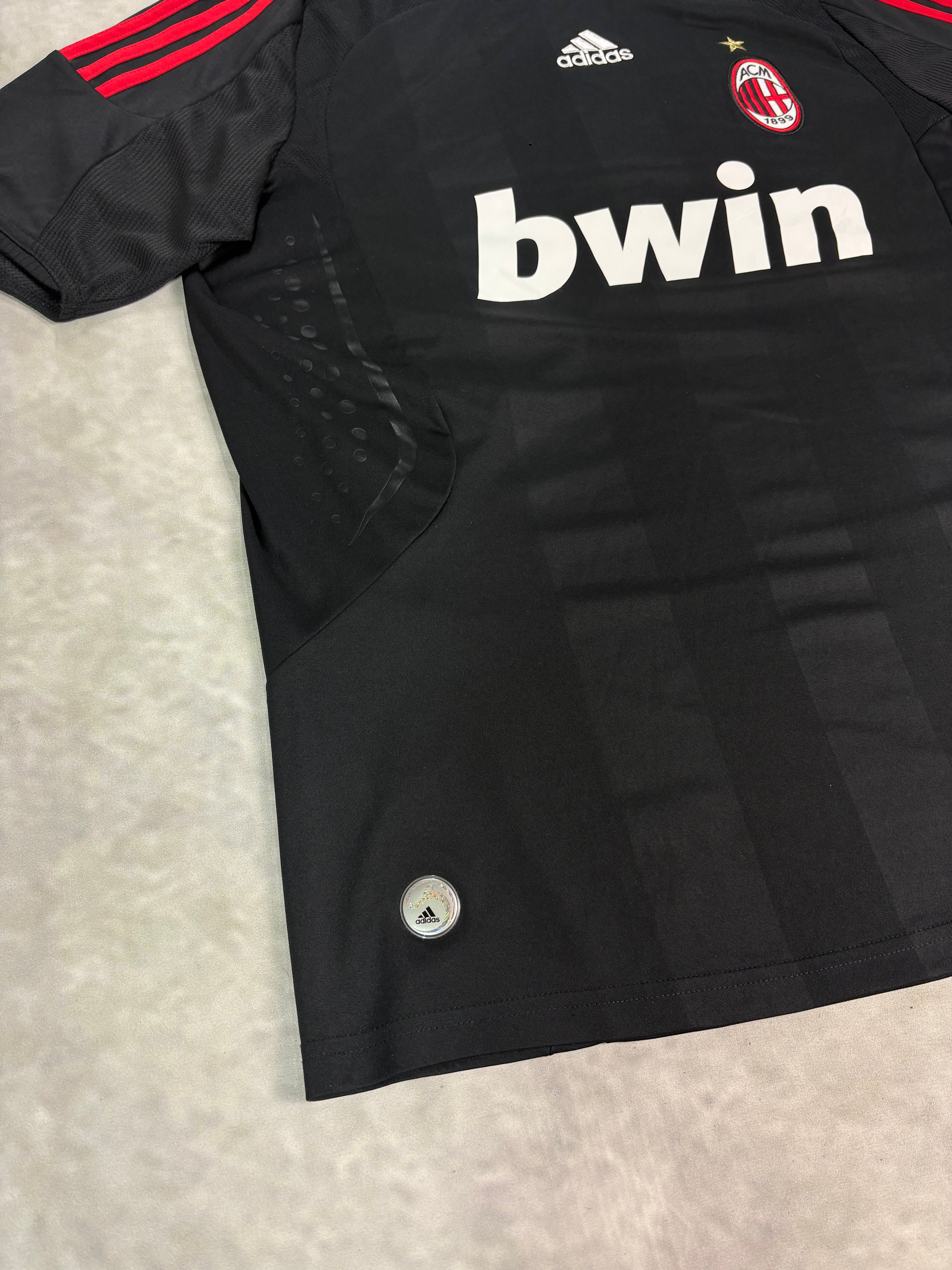 AC Milan Away Football Shirt 2008/09 Black Red – Vintage Adidas Bwin Jersey