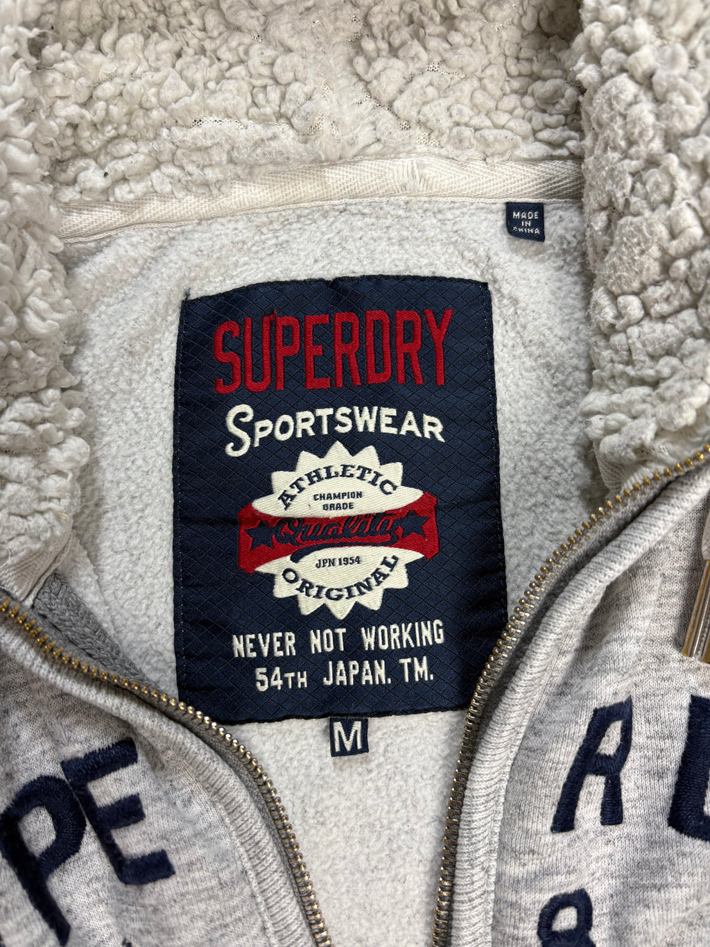 Superdry Sherpa Zip Hoodie Grey – Vintage Fleece Lined Hoodie