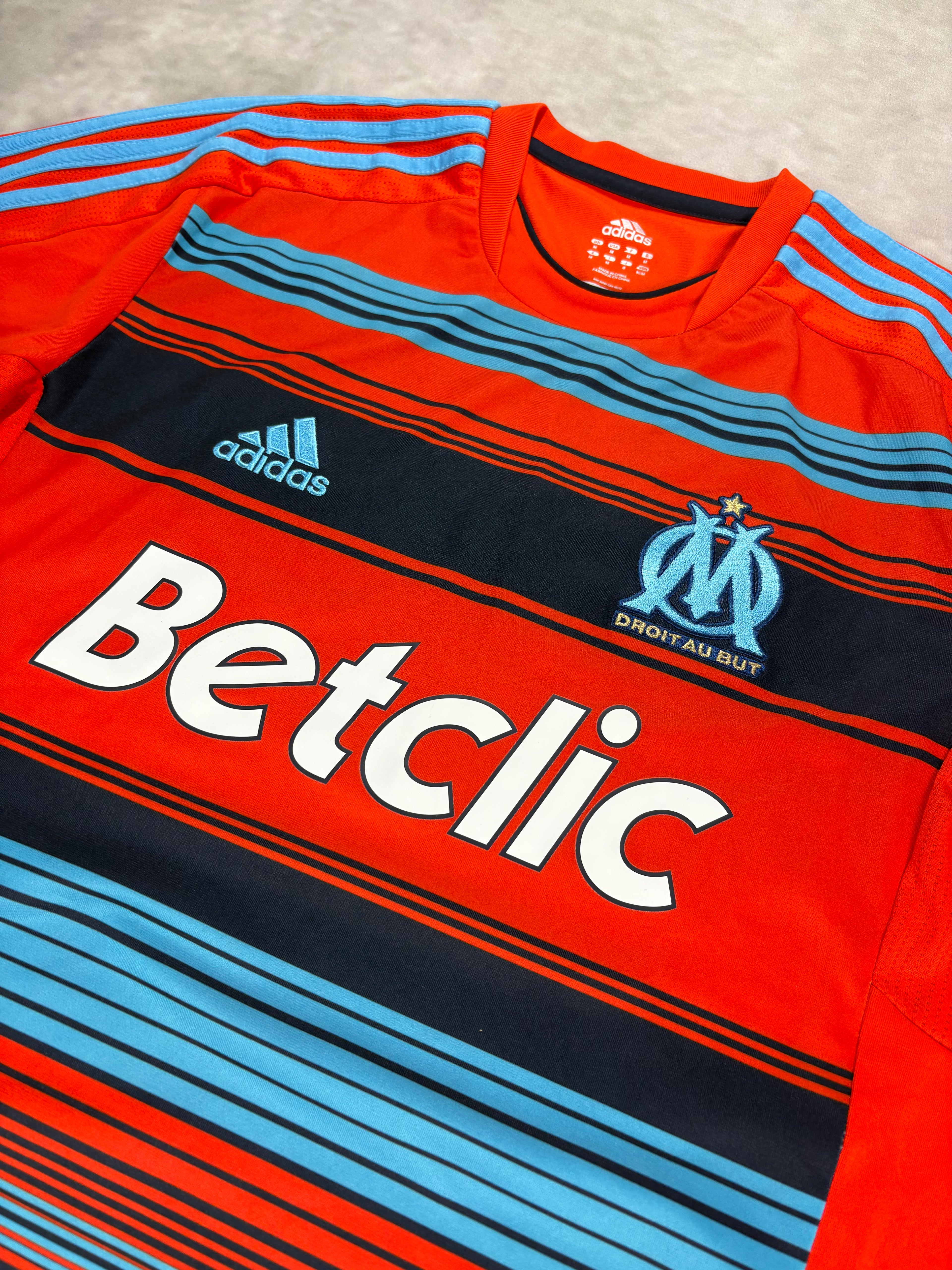 Olympique Marseille Away Football Shirt 2011/12 Orange Blue – Vintage Adidas BetClic Jersey