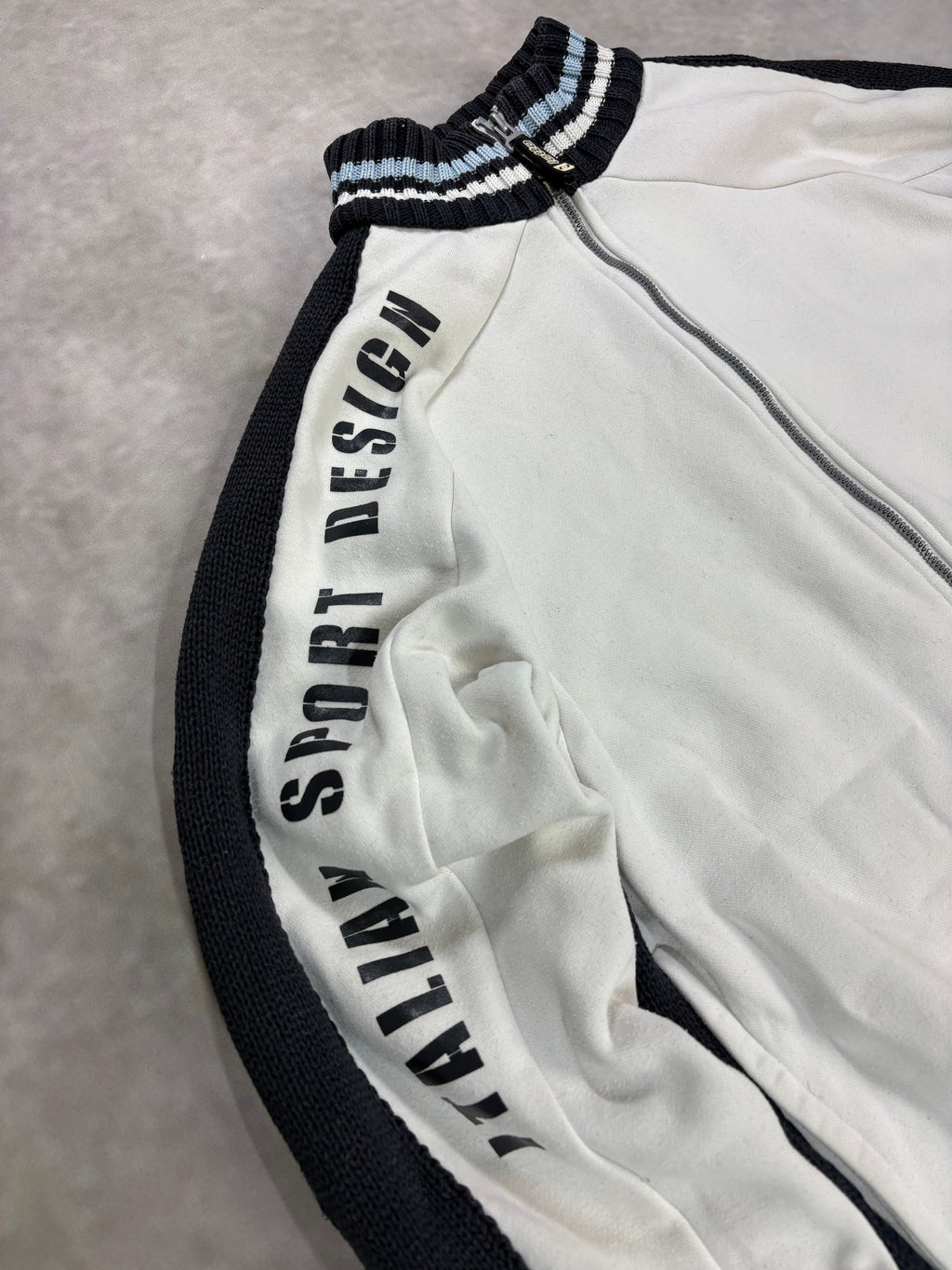 Lotto Track Zip Jacket White Navy – Vintage Y2K Sportswear (M)