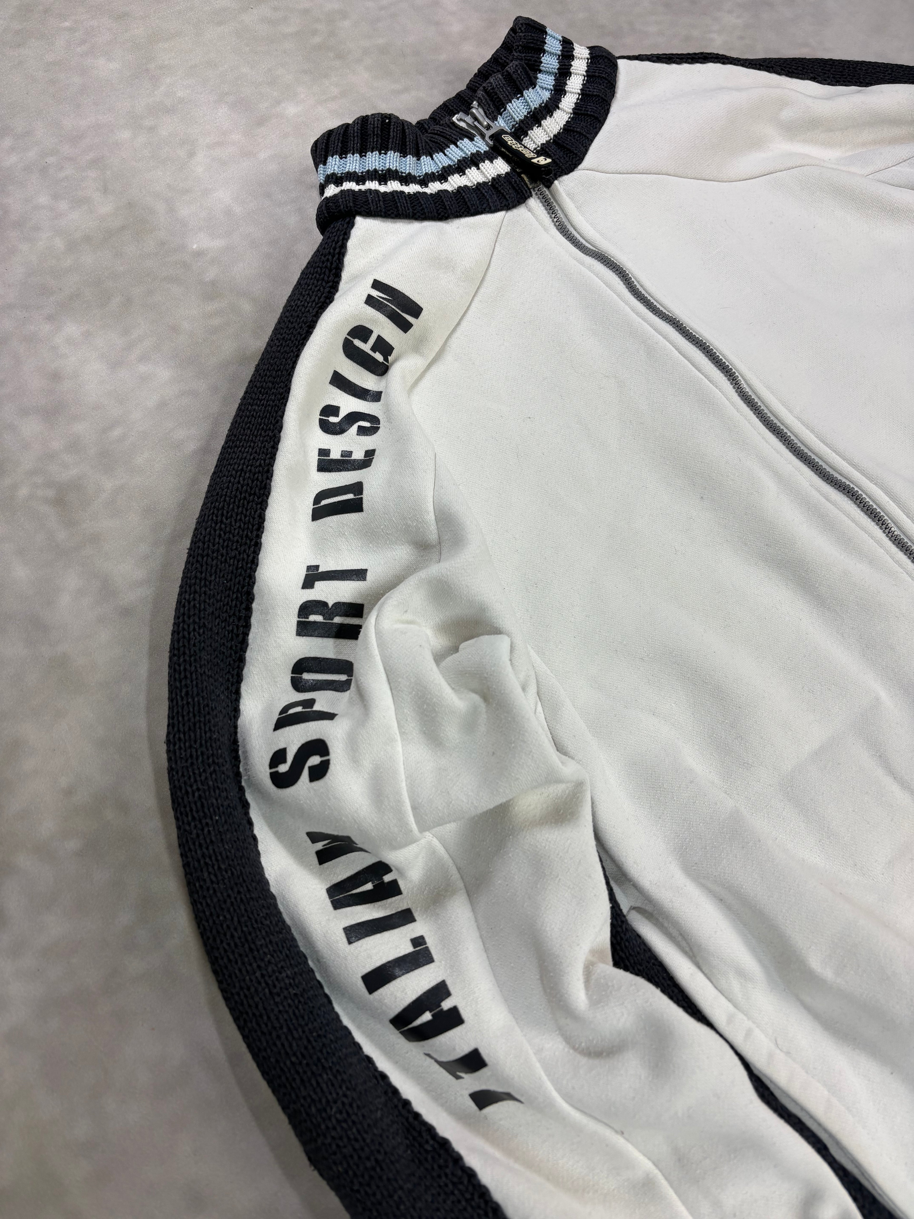 Lotto Track Zip Jacket White Navy – Vintage Y2K Sportswear (M)