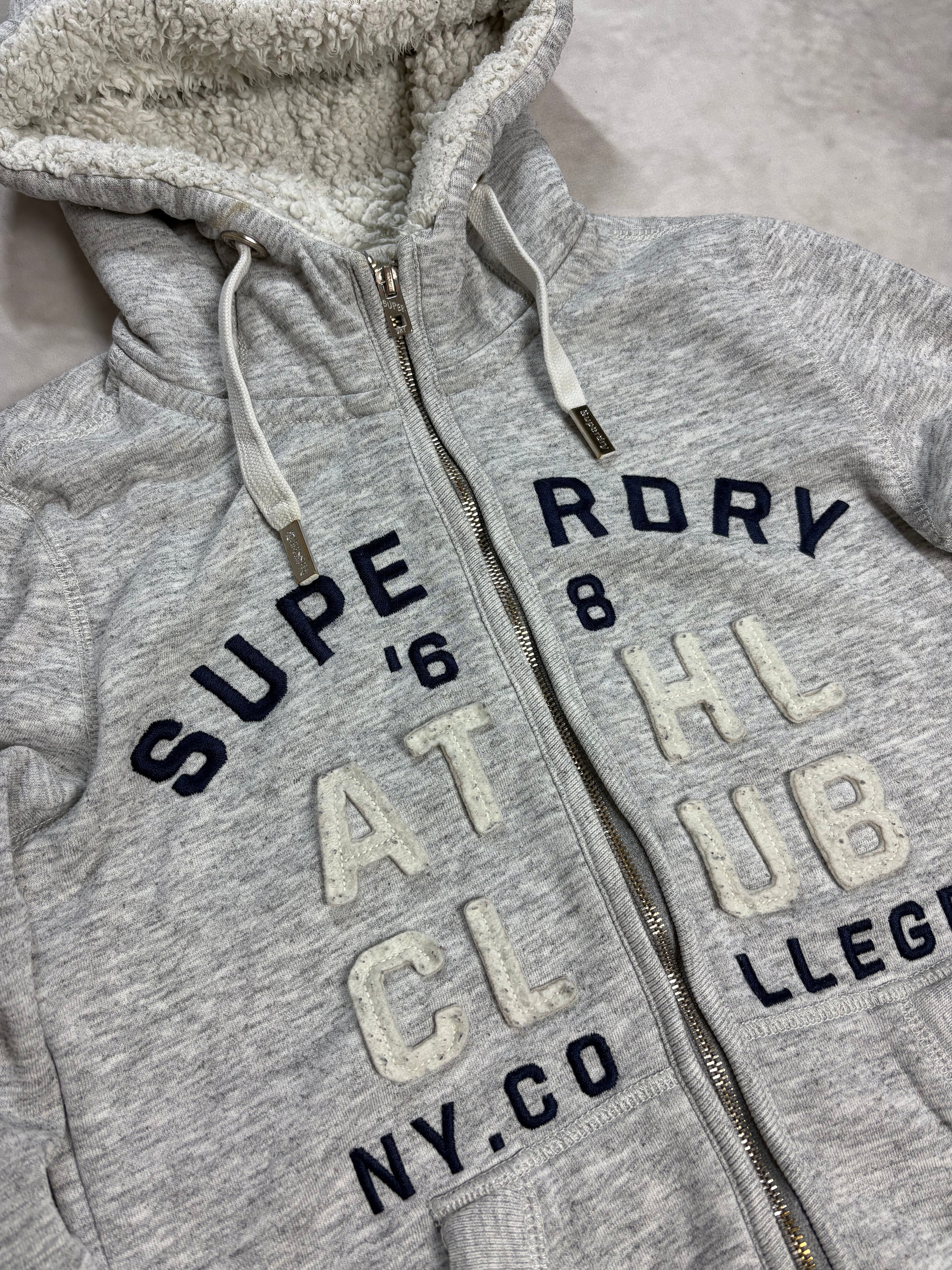 Superdry Sherpa Zip Hoodie Grey – Vintage Fleece Lined Hoodie