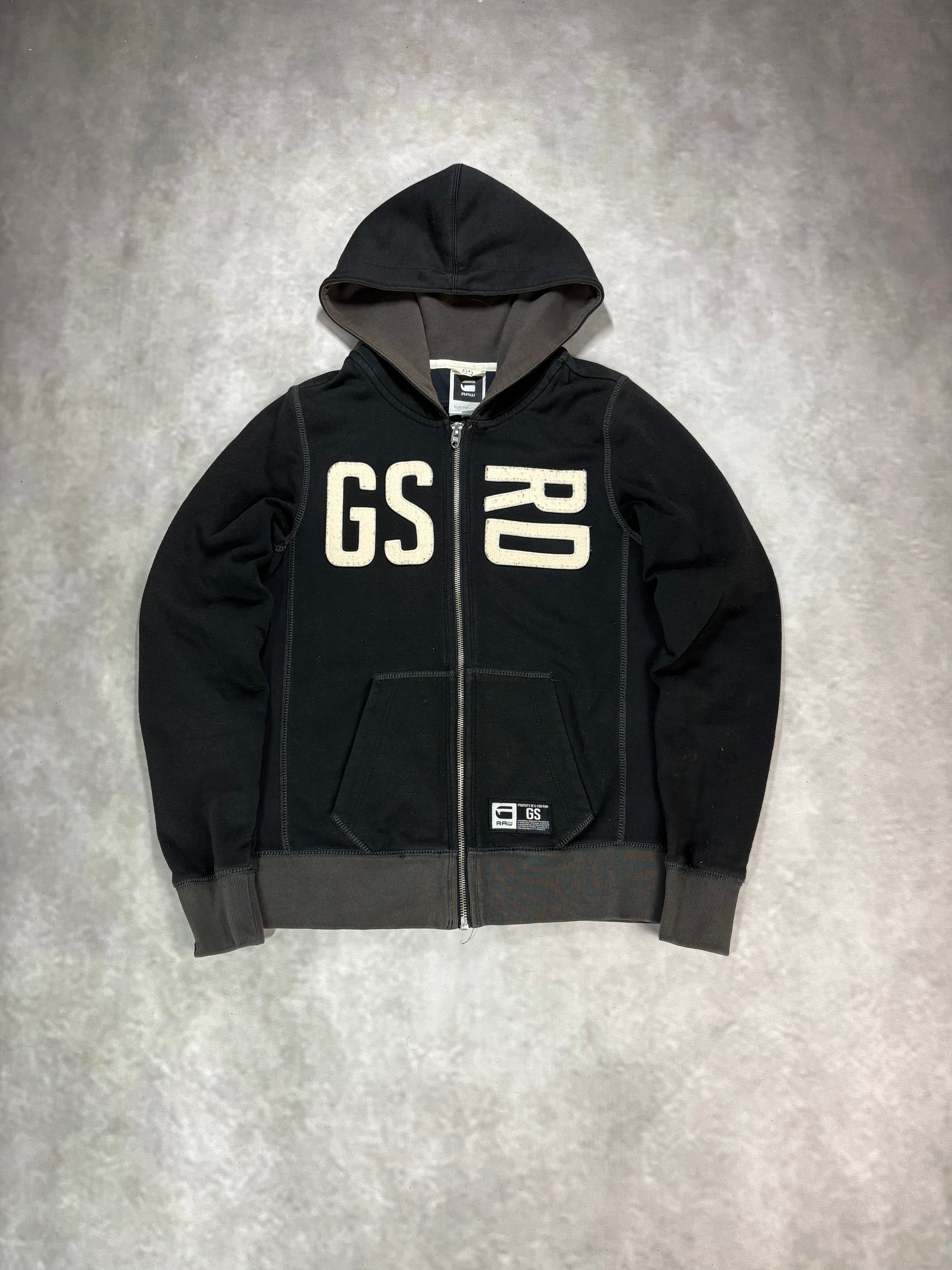 G-Star Raw Zip Hoodie Black Grey – Vintage Y2K Streetwear Jacket (S)