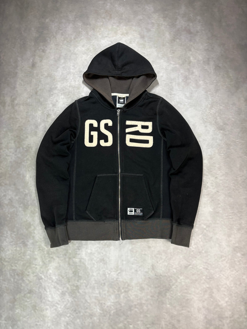 G-Star Raw Zip Hoodie Black Grey – Vintage Y2K Streetwear Jacket (S)
