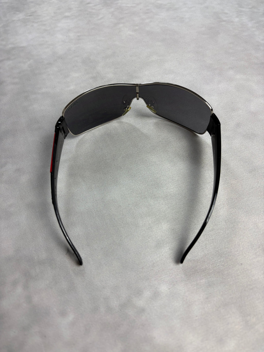 Prada Sport Shield Sunglasses Black Red – Vintage Y2K Wrap Shades