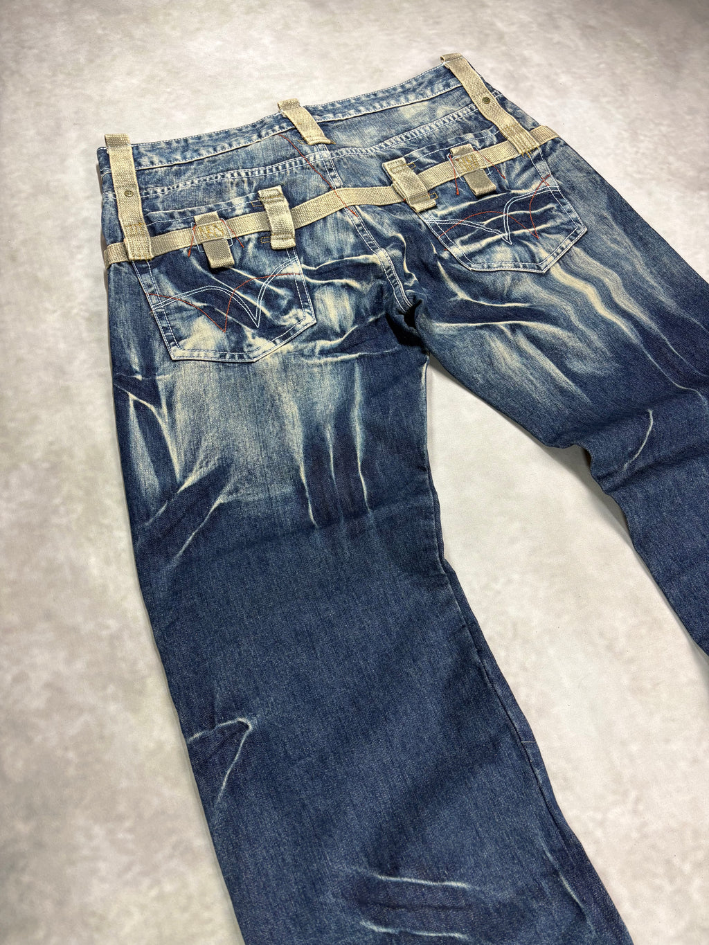 Vintage Natblue Distressed Baggy Jeans – Y2K Wash Denim (W36)