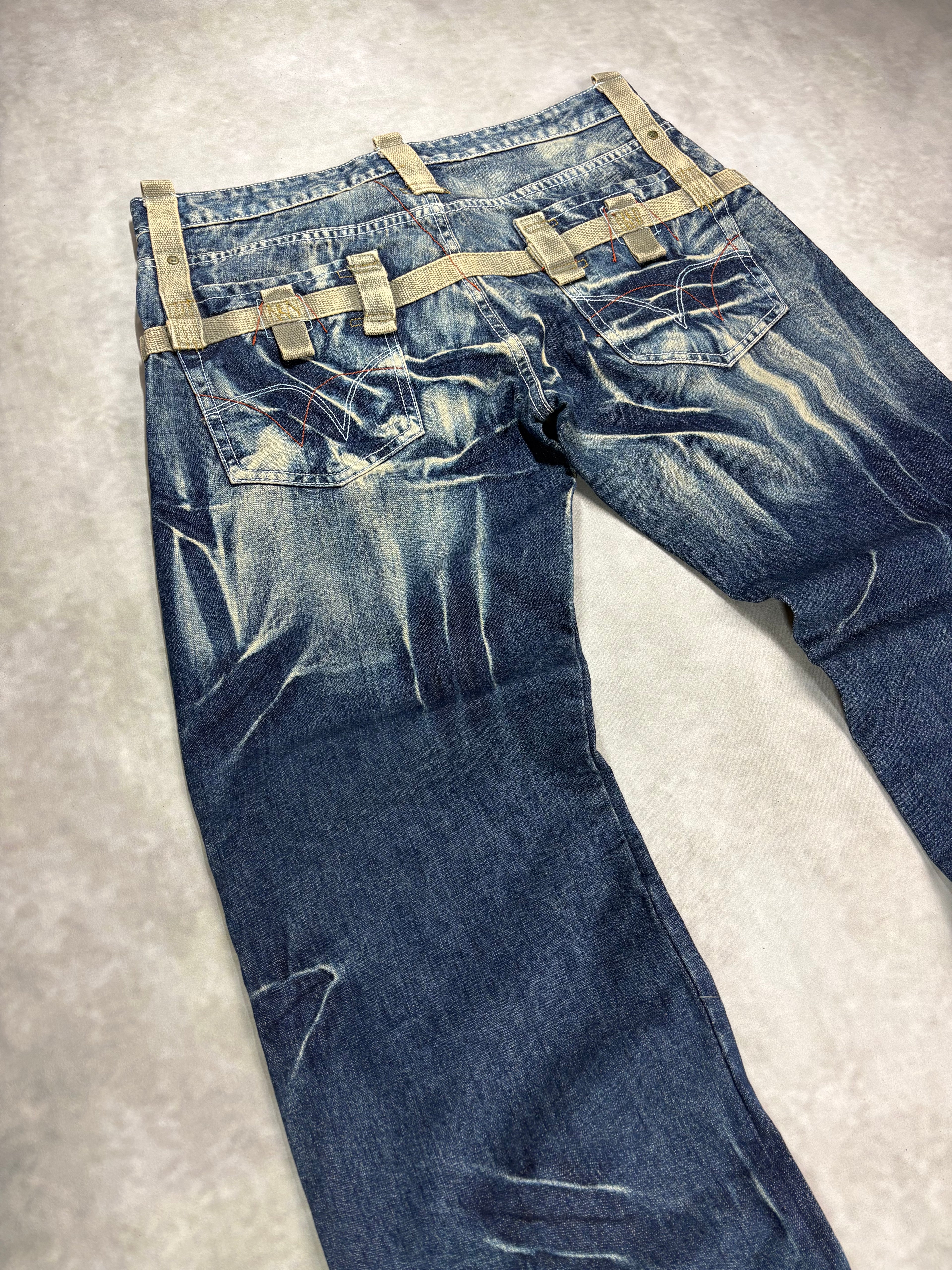 Vintage Natblue Distressed Baggy Jeans – Y2K Wash Denim (W36)