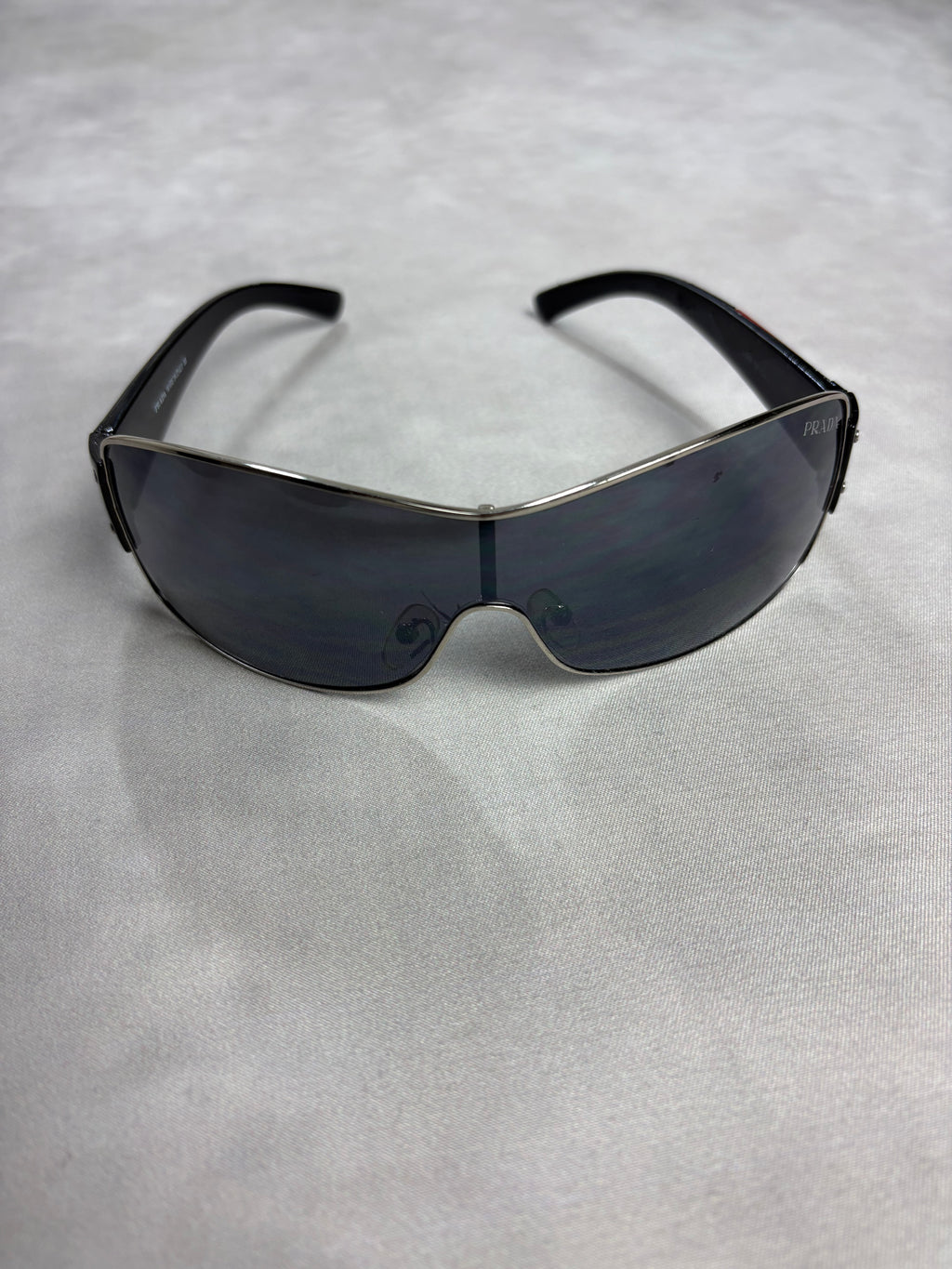 Prada Sport Shield Sunglasses Black Red – Vintage Y2K Wrap Shades
