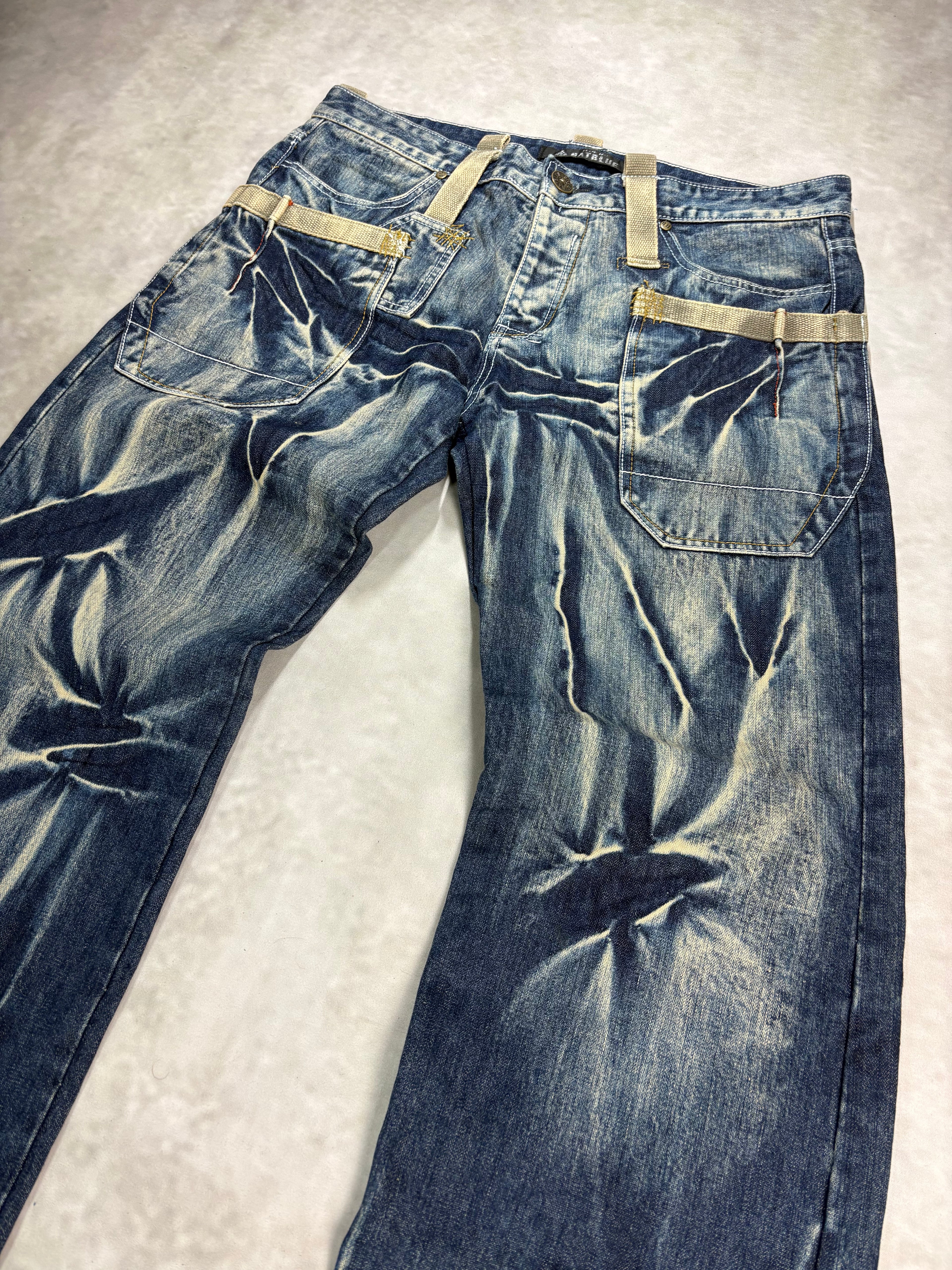 Vintage Natblue Distressed Baggy Jeans – Y2K Wash Denim (W36)