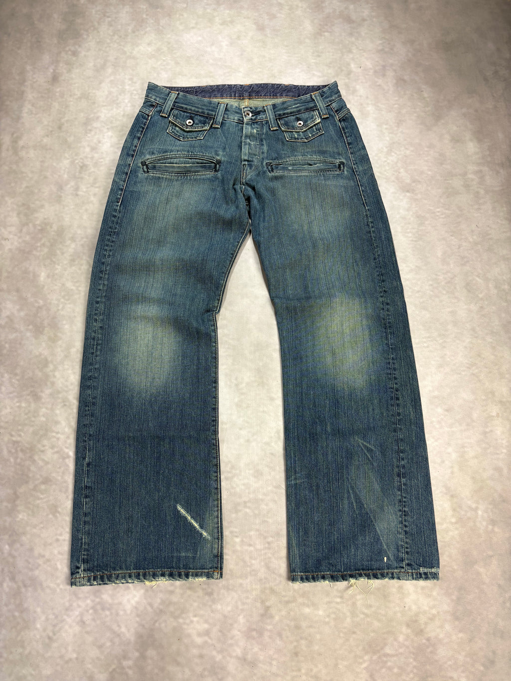Baggy G-Star RAW Distressed Jeans – Vintage Denim Pants (W32)