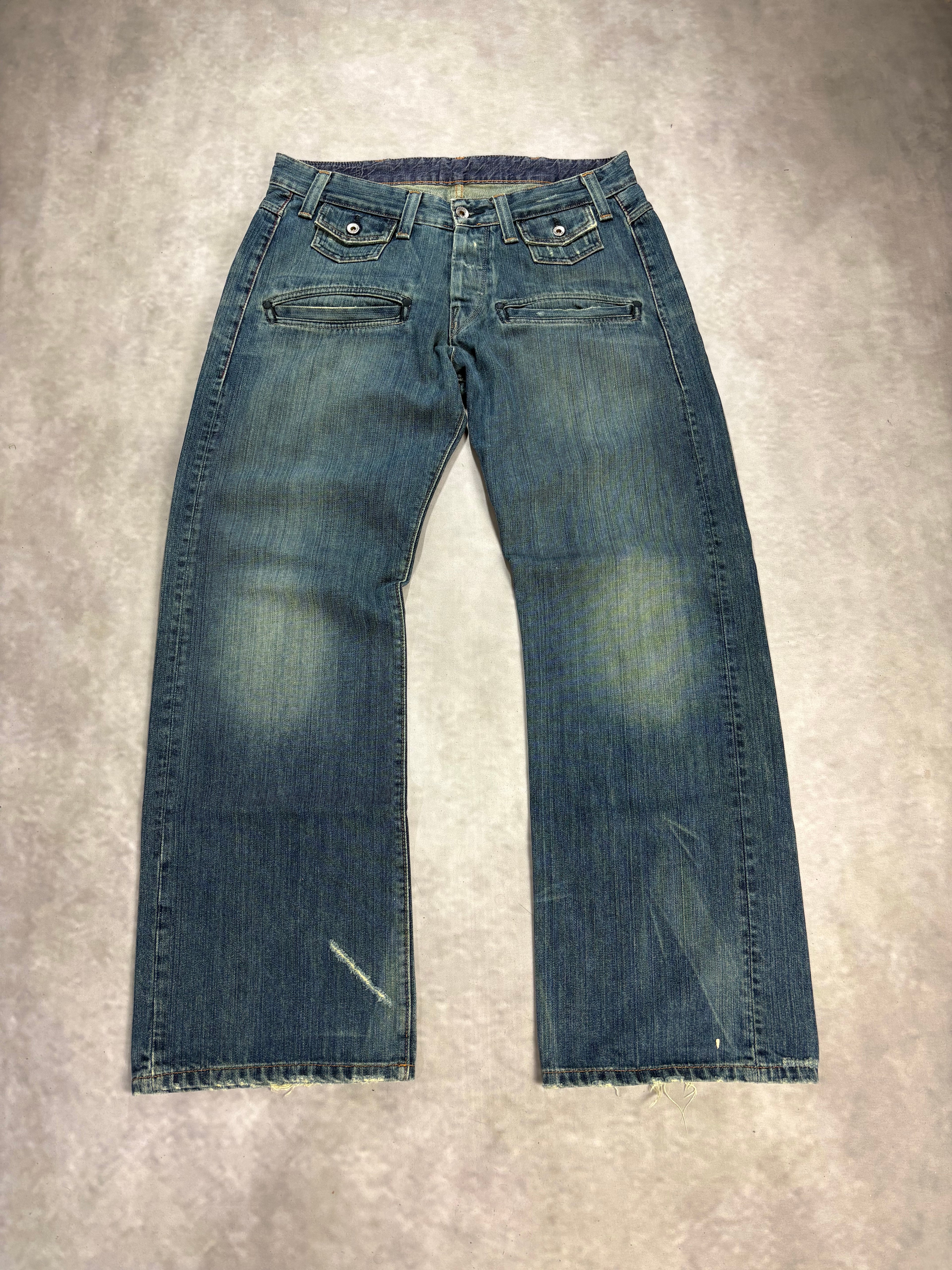 Baggy G-Star RAW Distressed Jeans – Vintage Denim Pants (W32)