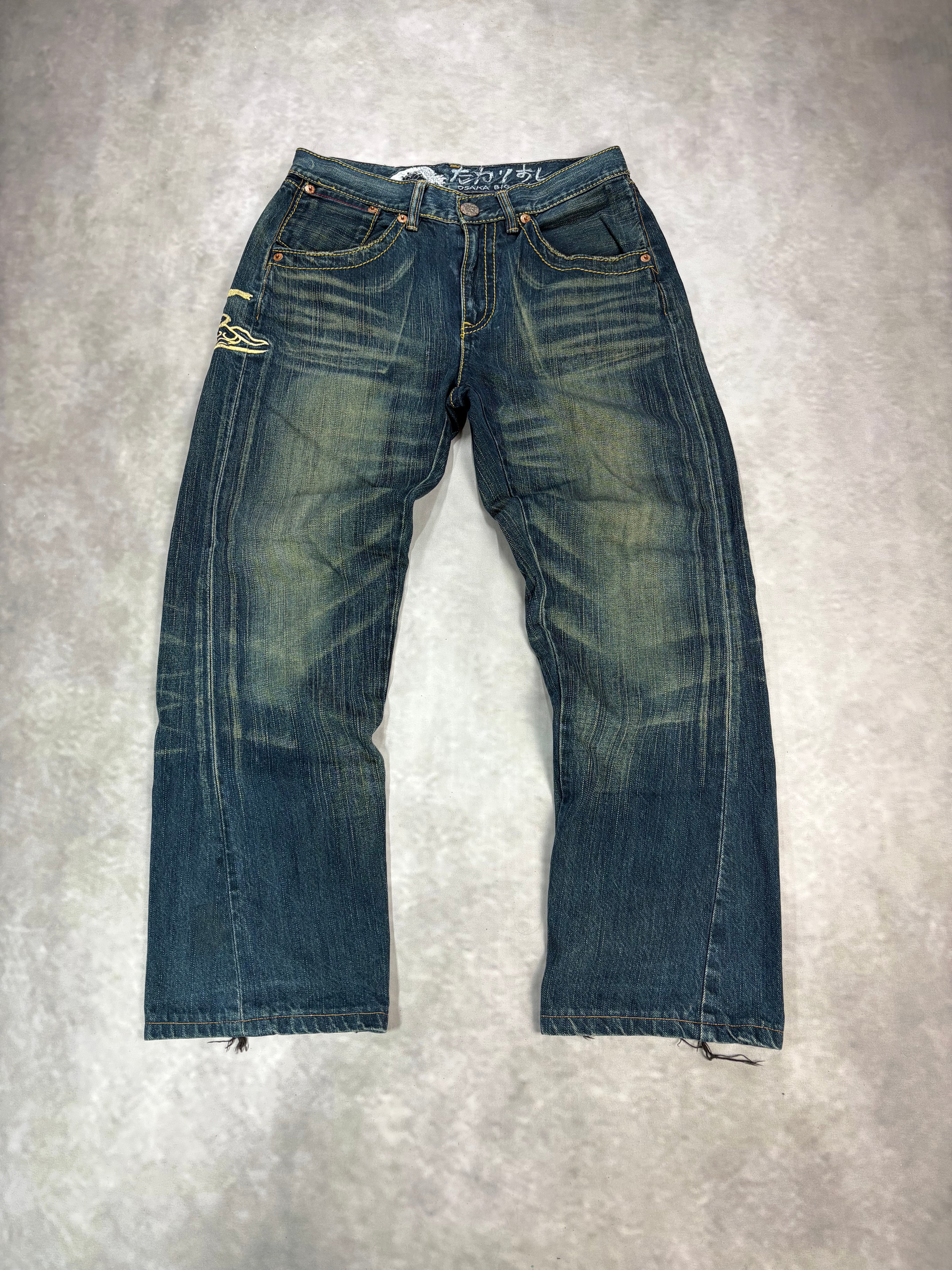 Vintage Big Train Osaka Baggy Jeans – Japanese Embroidered Denim (M)