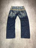 Vintage Natblue Distressed Baggy Jeans – Y2K Wash Denim (W36)