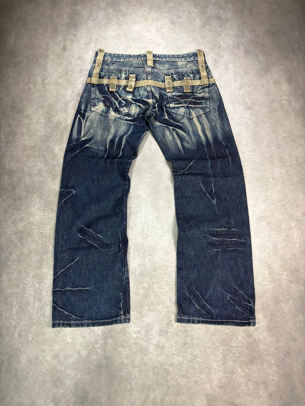 Vintage Natblue Distressed Baggy Jeans – Y2K Wash Denim (W36)