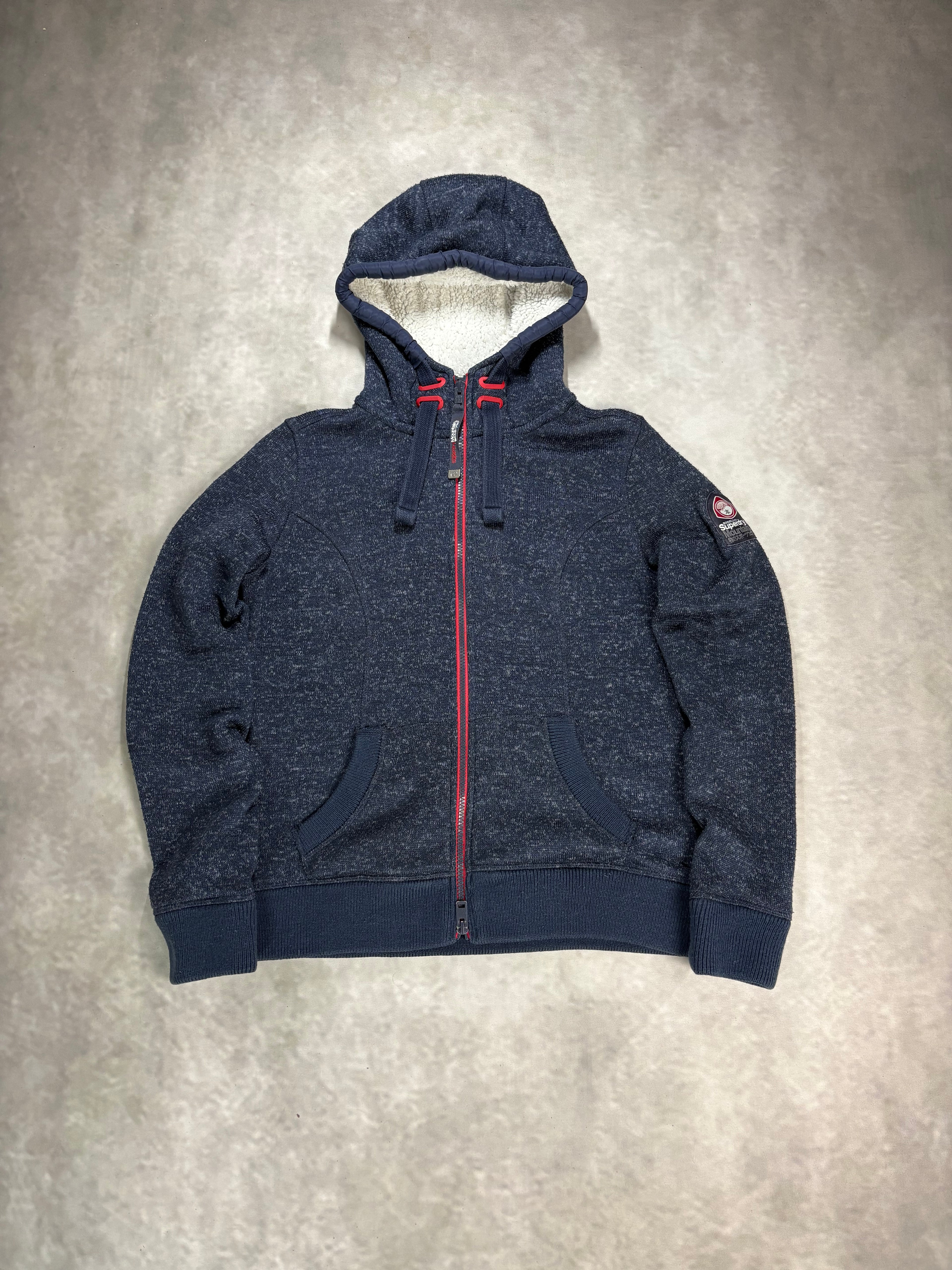 Superdry Mountain Fleece Zip Hoodie Navy Red (M)