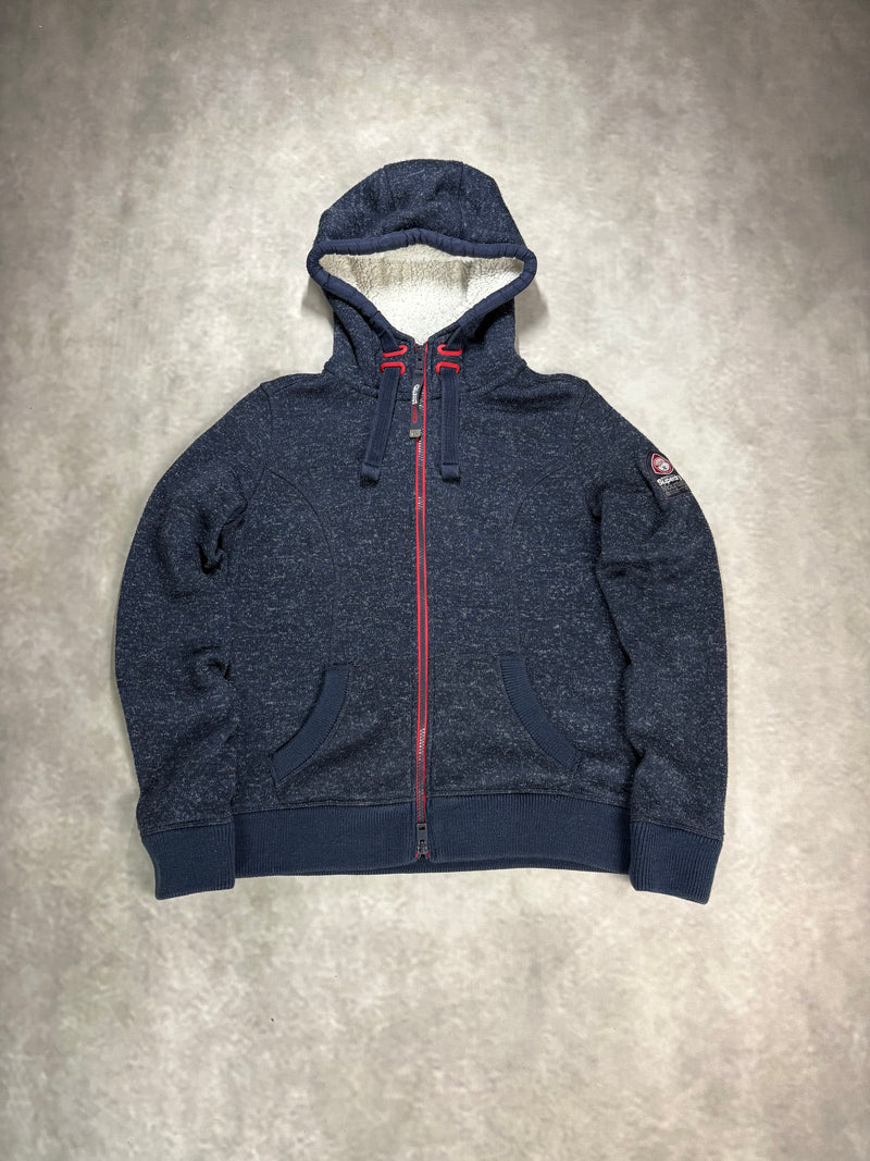 Superdry Mountain Fleece Zip Hoodie Navy Red (M)