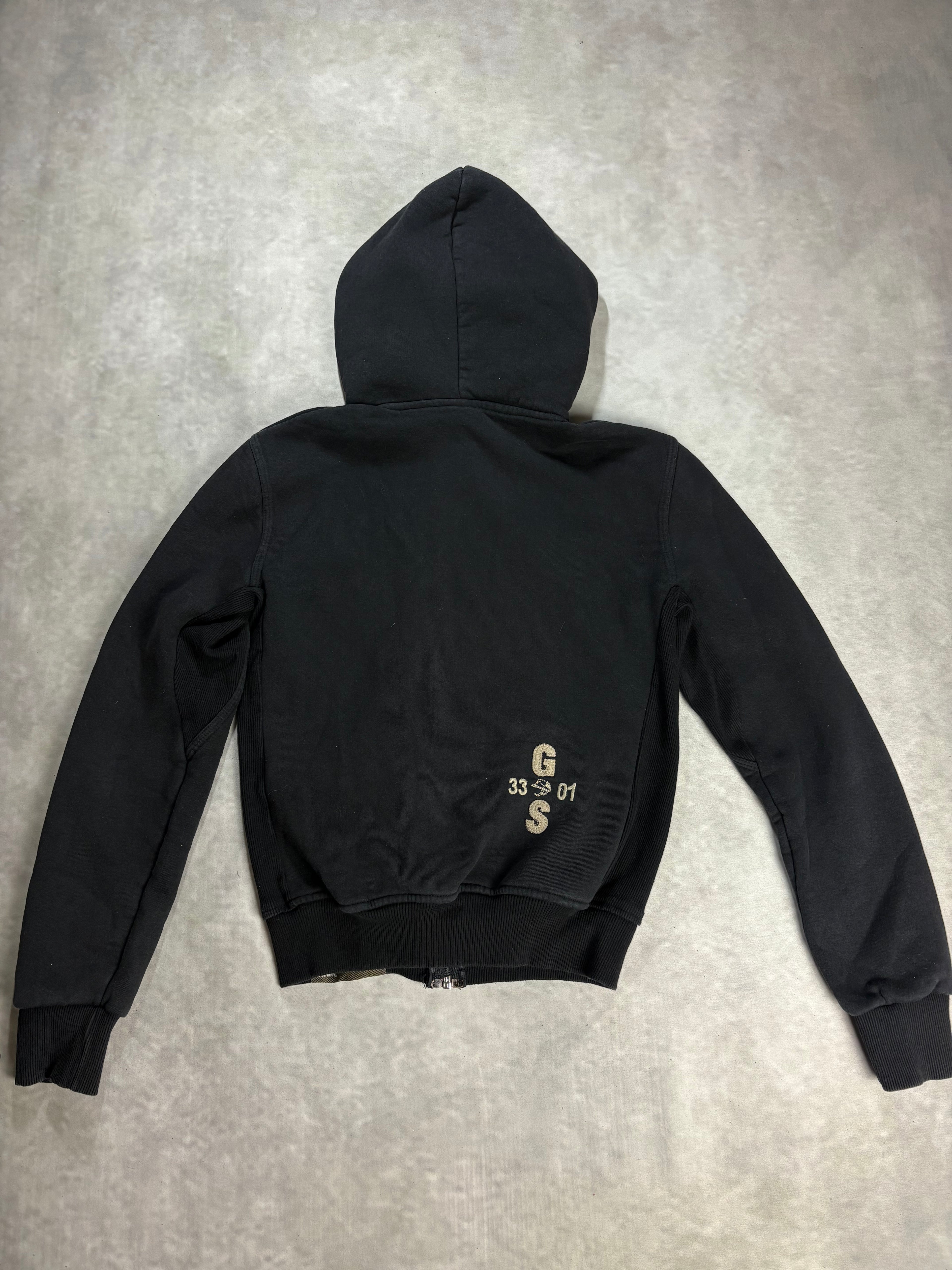 G-Star Raw Sherpa Zip Hoodie Black – Vintage Y2K Fleece Jacket (M)