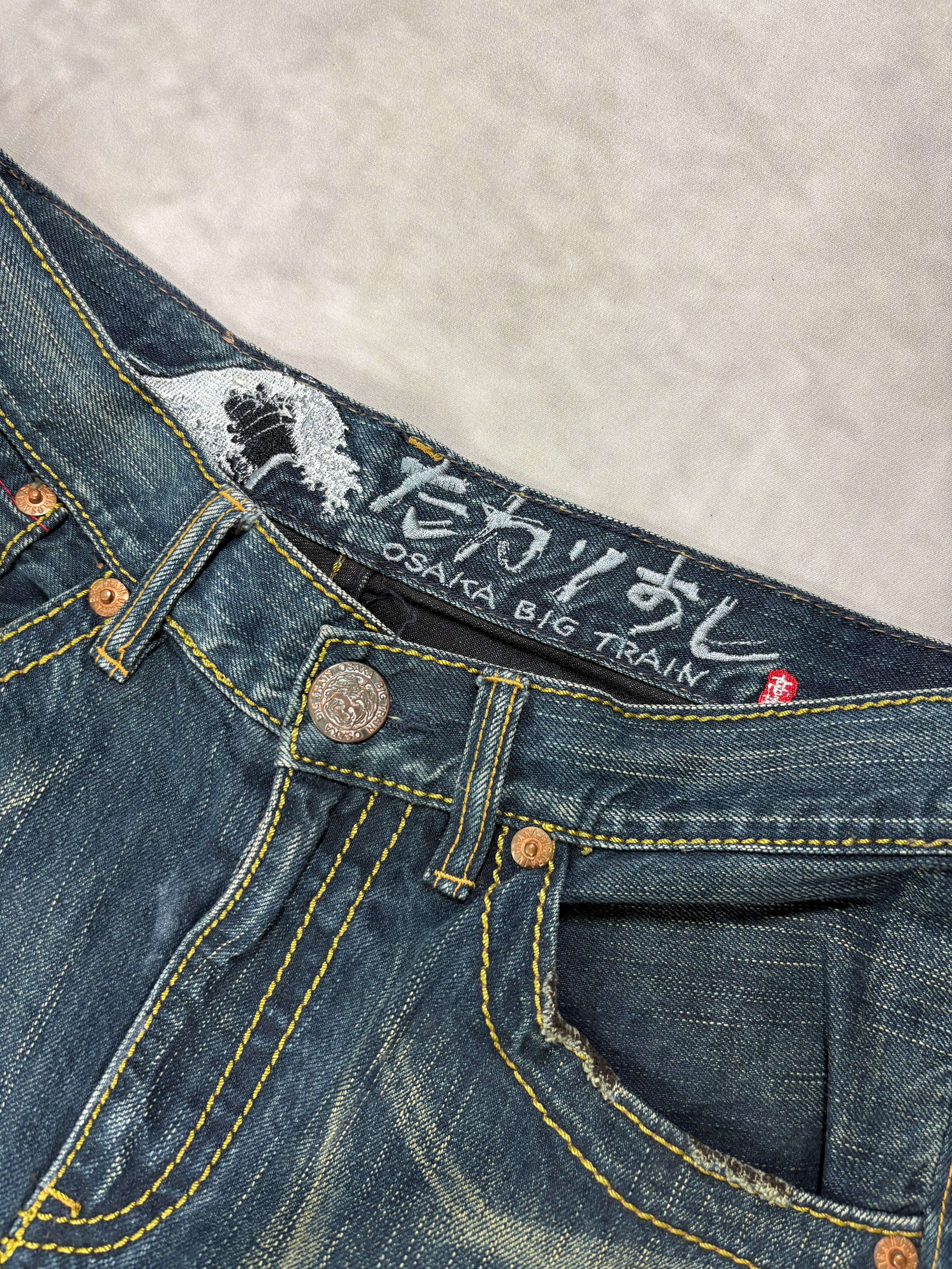 Vintage Big Train Osaka Baggy Jeans – Japanese Embroidered Denim (M)