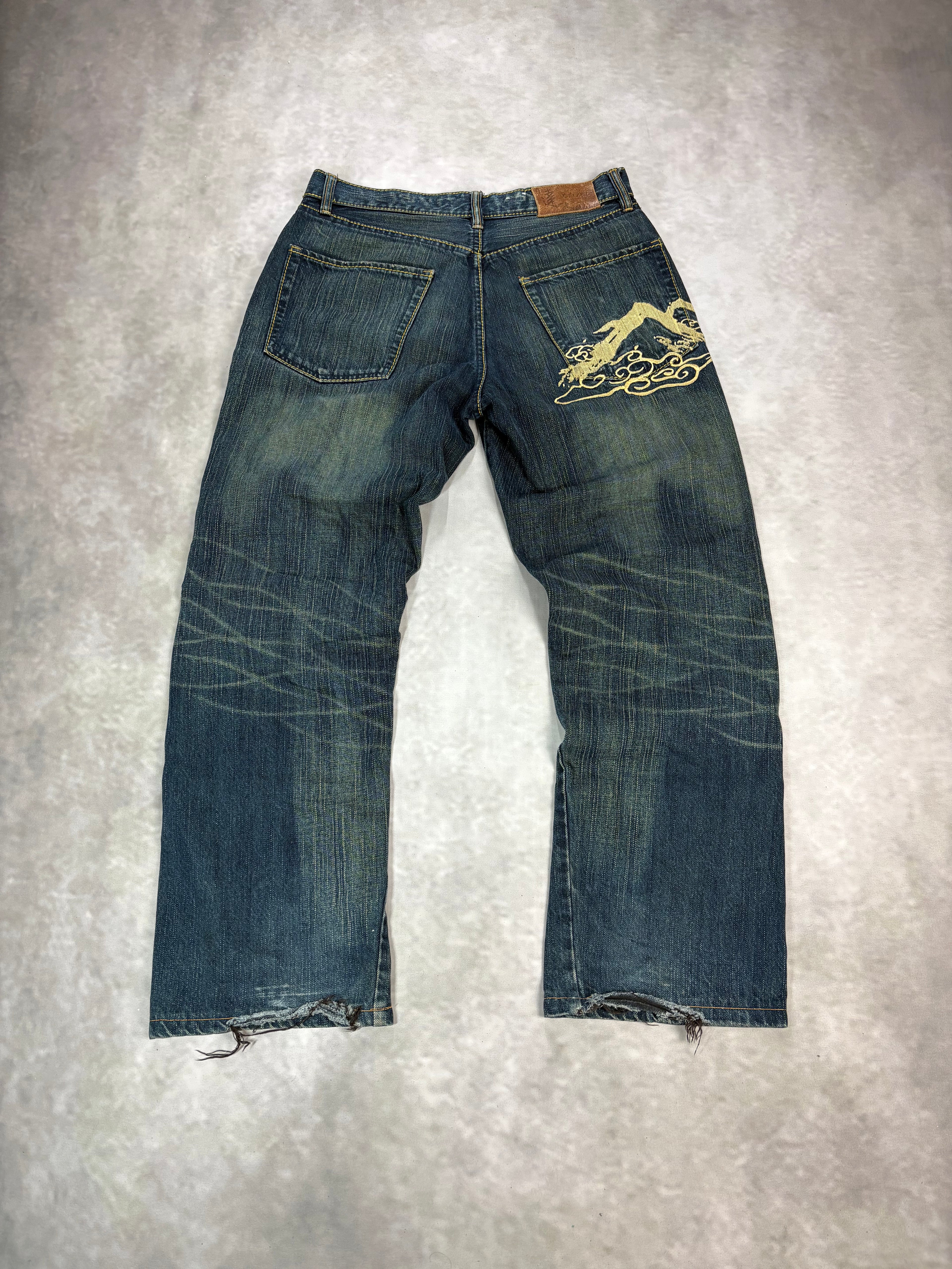 Vintage Big Train Osaka Baggy Jeans – Japanese Embroidered Denim (M)