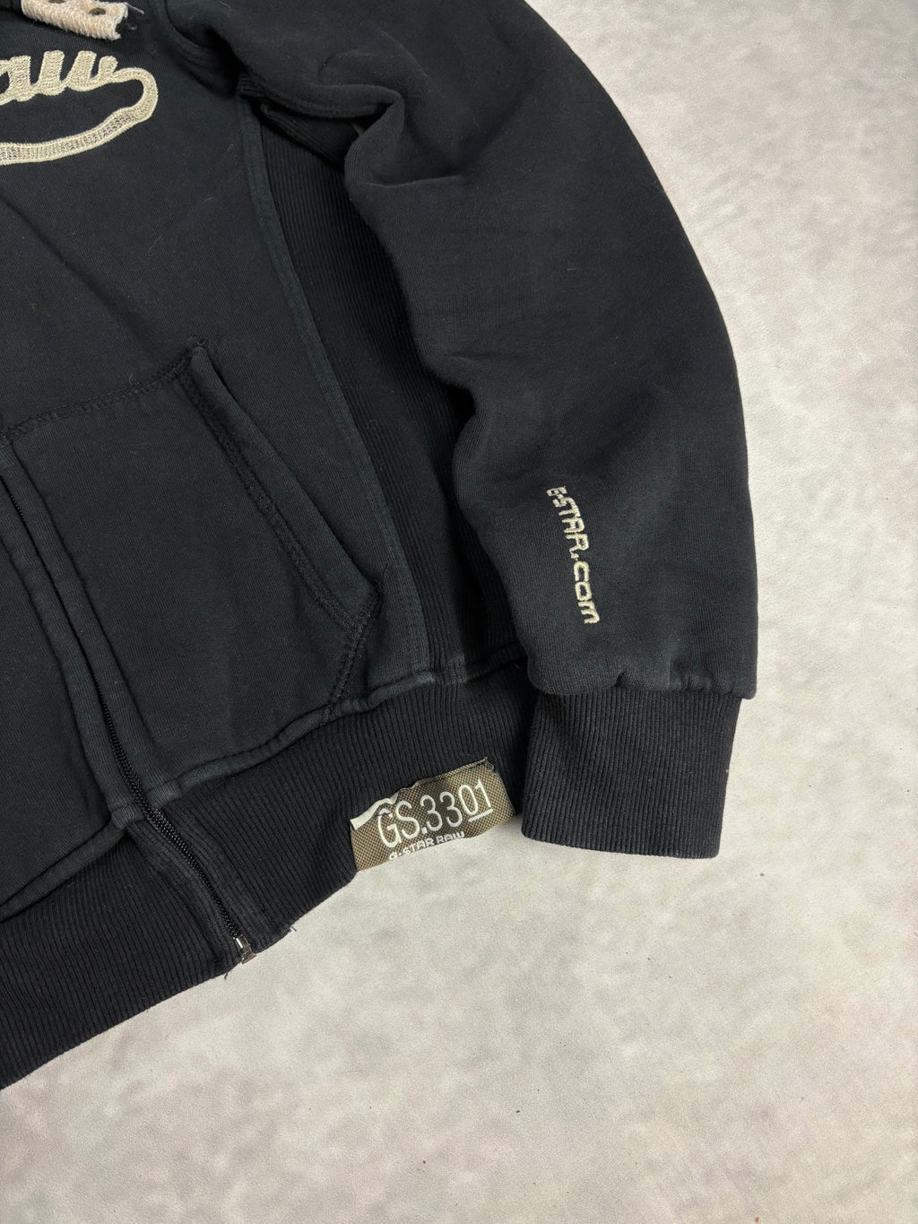 G-Star Raw Sherpa Zip Hoodie Black – Vintage Y2K Fleece Jacket (M)