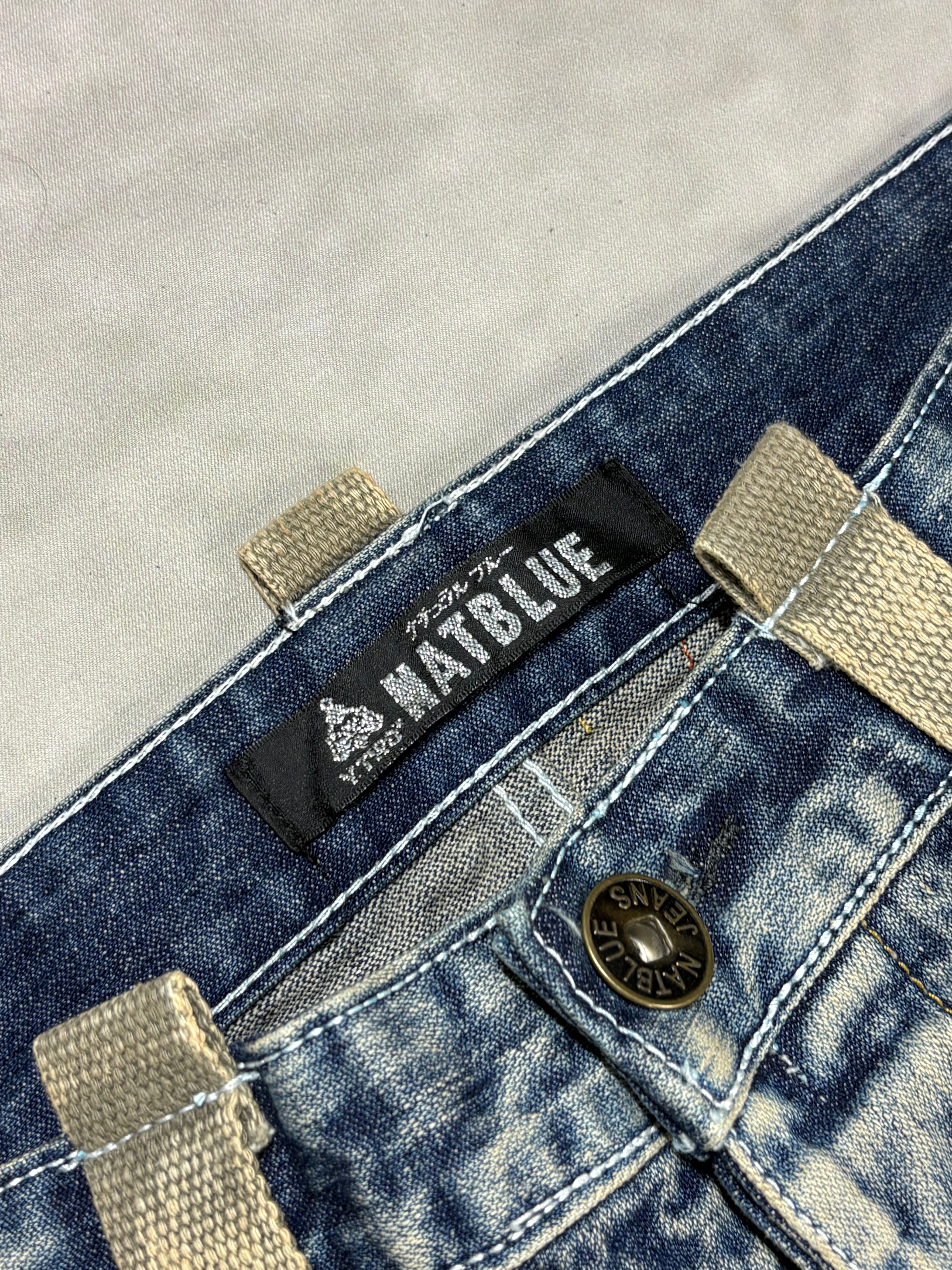 Vintage Natblue Distressed Baggy Jeans – Y2K Wash Denim (W36)