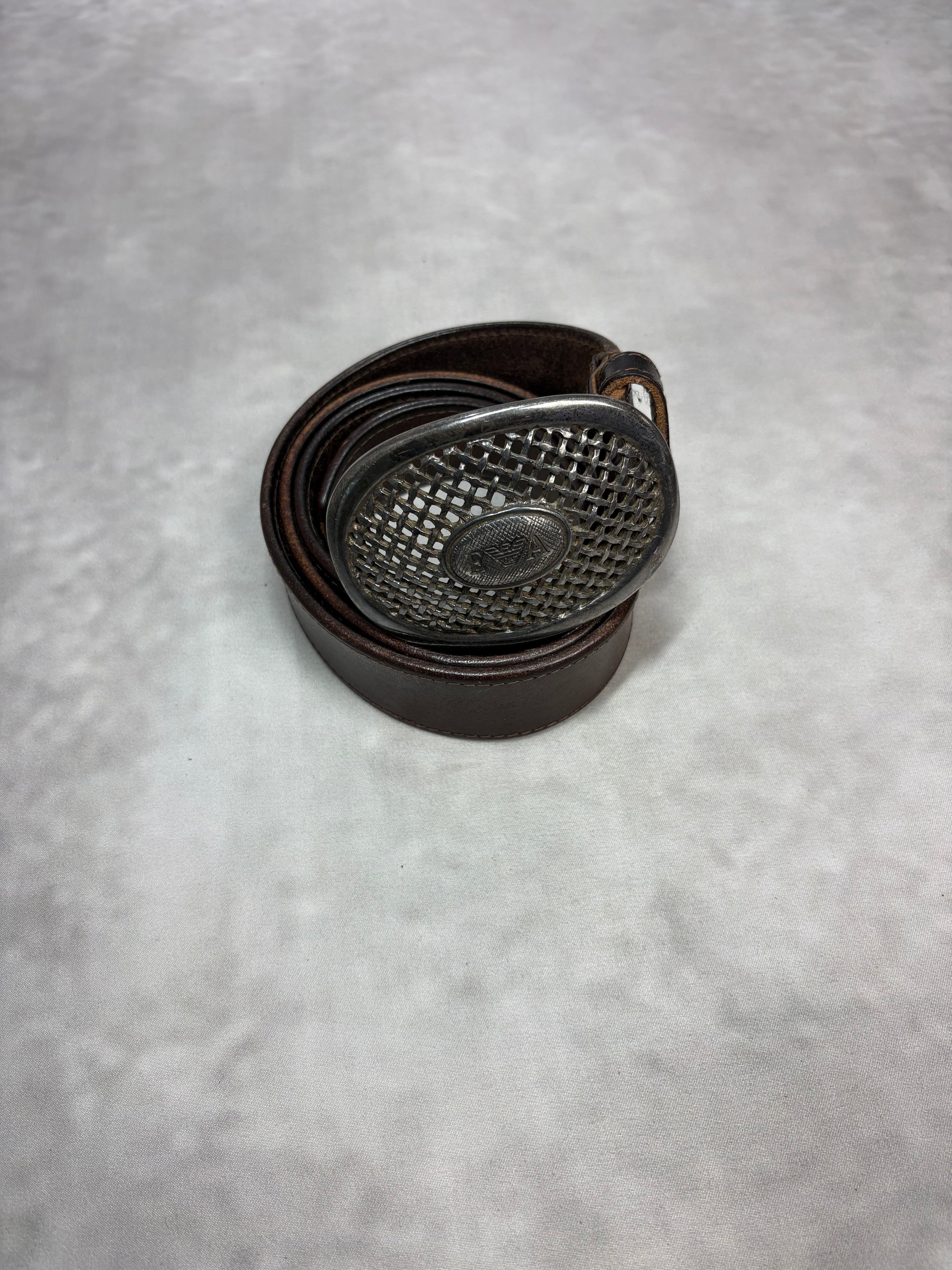 Vintage Emporio Armani Leather Belt Brown – Y2K Designer Accessory