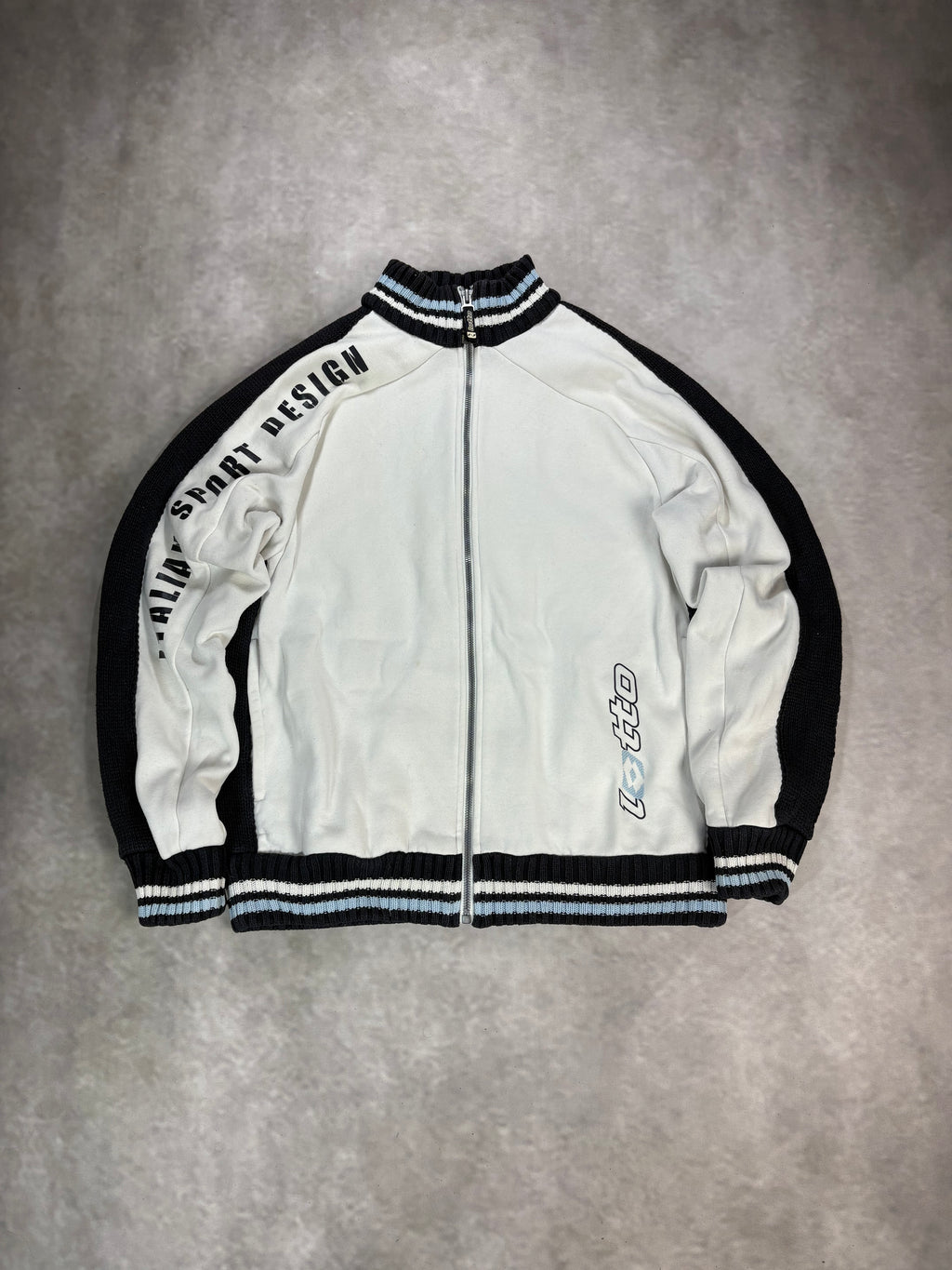 Lotto Track Zip Jacket White Navy – Vintage Y2K Sportswear (M)
