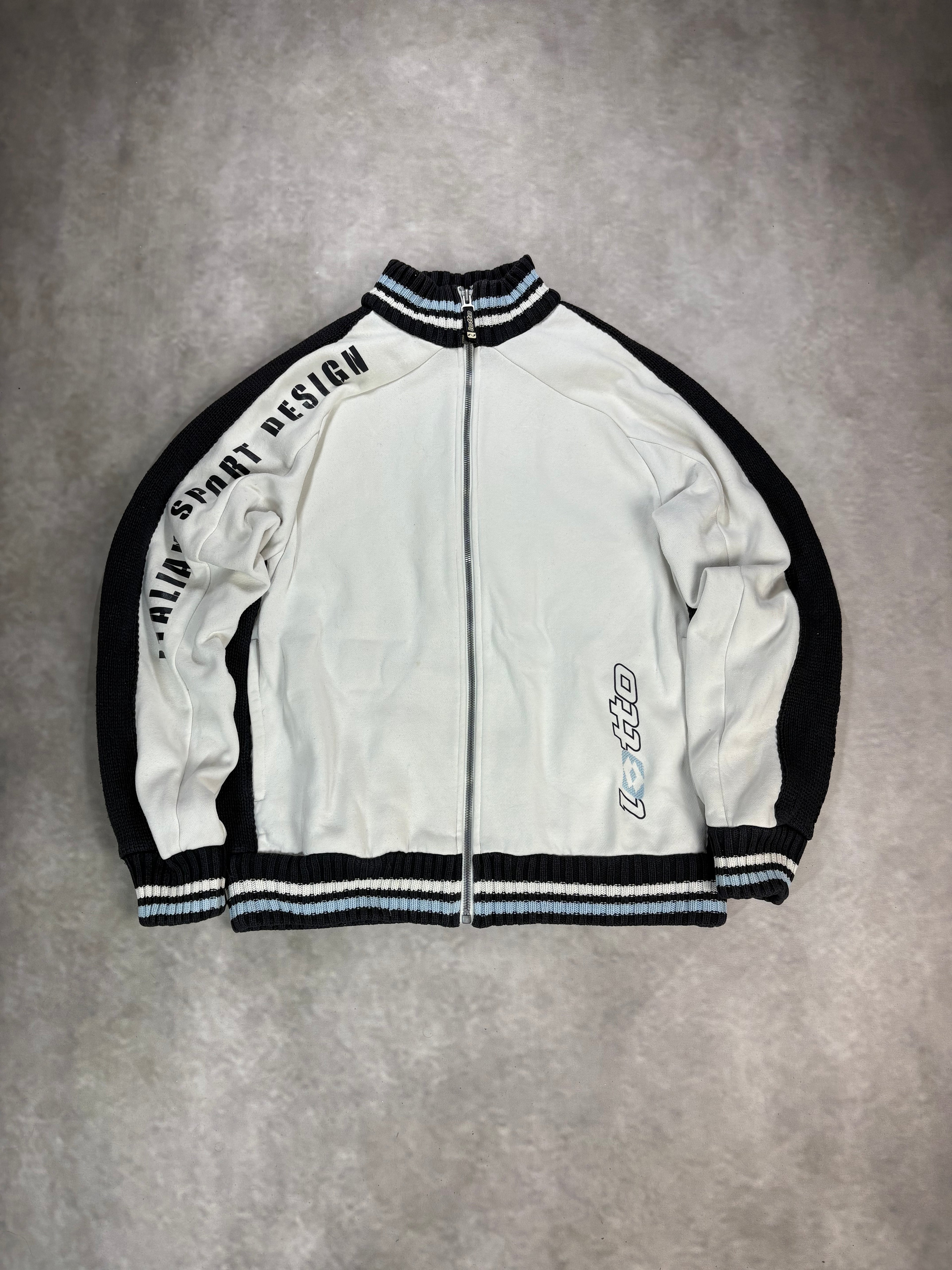 Lotto Track Zip Jacket White Navy – Vintage Y2K Sportswear (M)