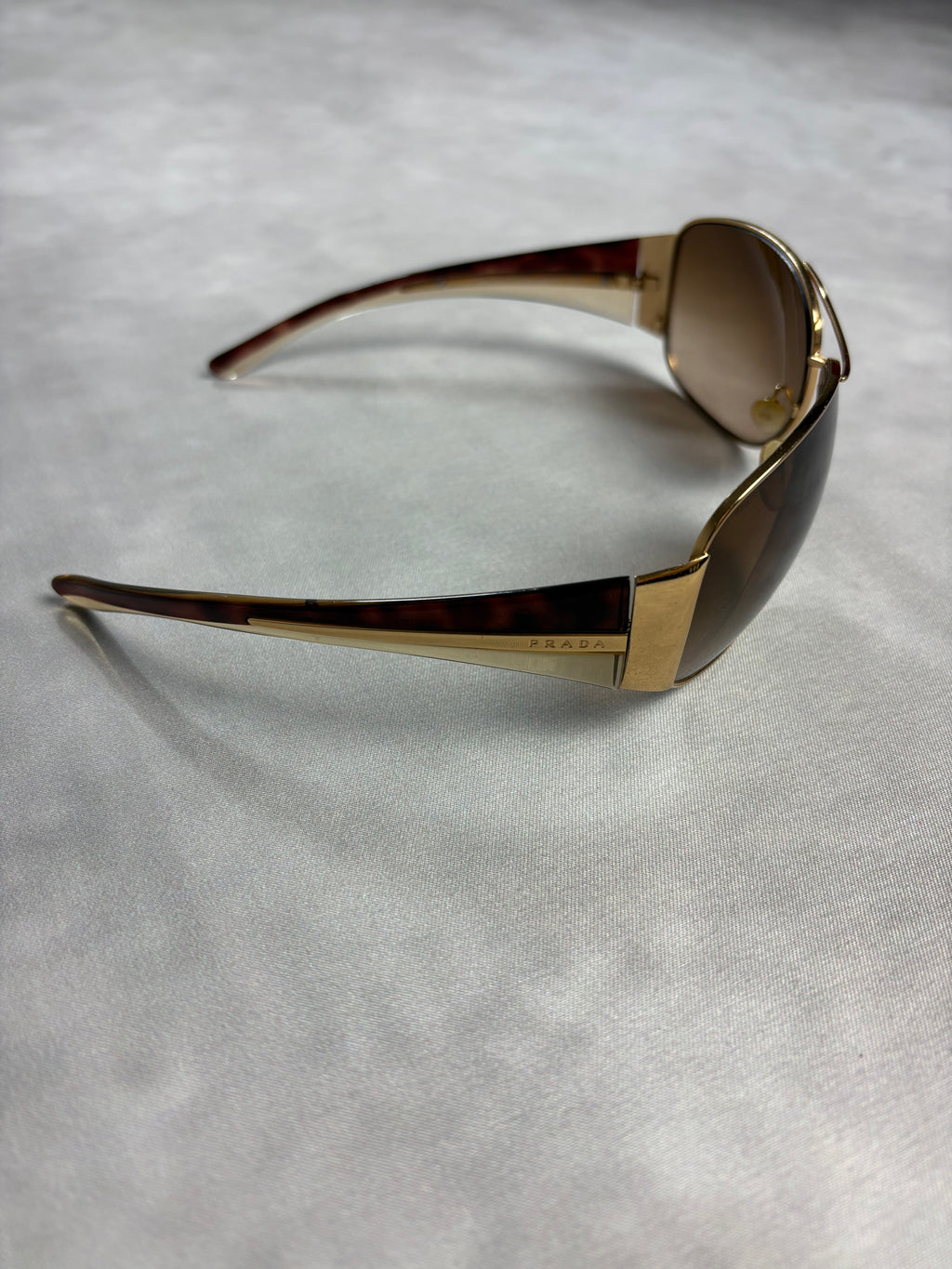 Vintage Prada Gold Shield Sunglasses – Y2K Designer Eyewear